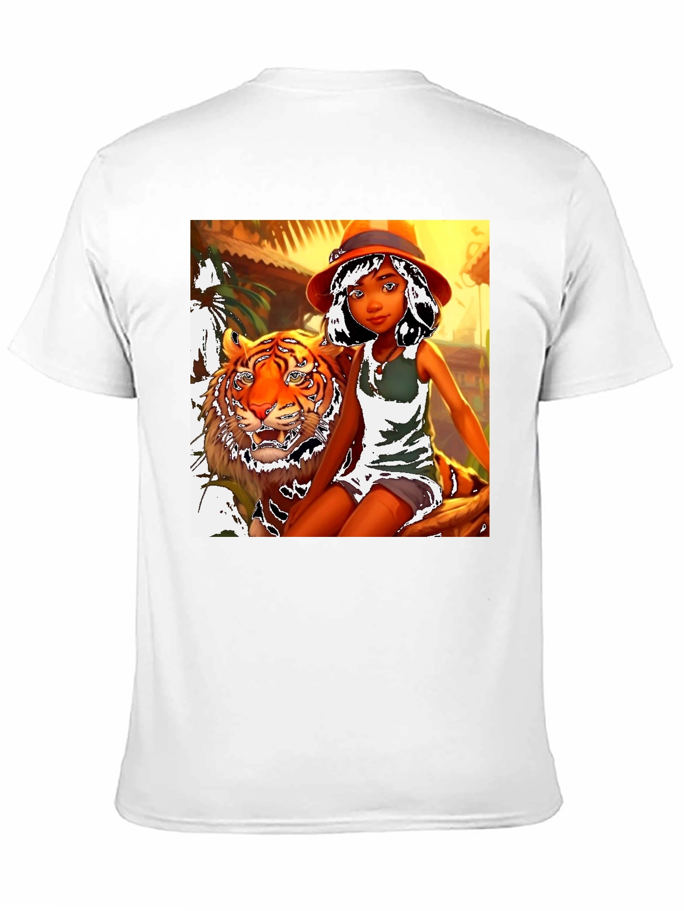 Black Jungle Girl & Tiger Graphic Tee view 11