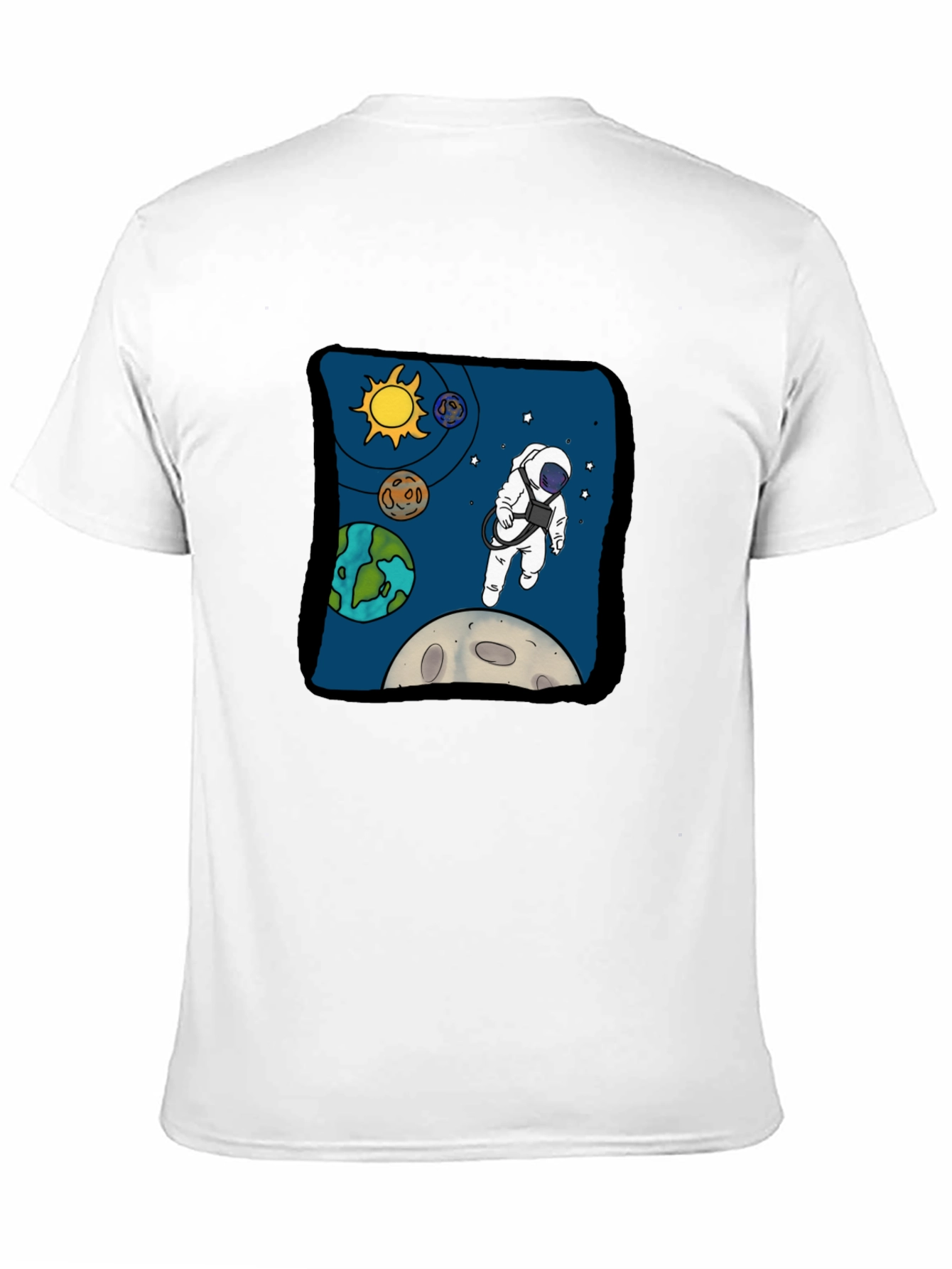 Black Astronaut in Space Graphic Tee - Cool Black T-Shirt view 11