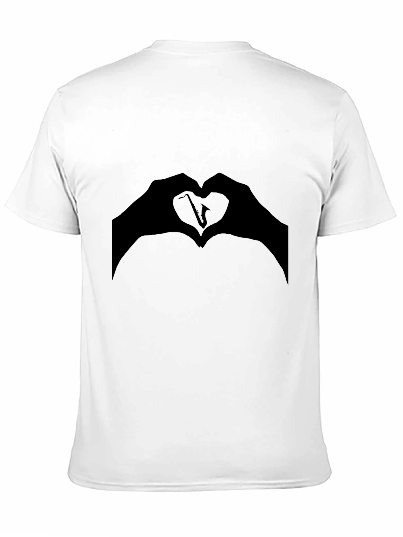 Black Saxophone Heart Hands Graphic T-Shirt view 11