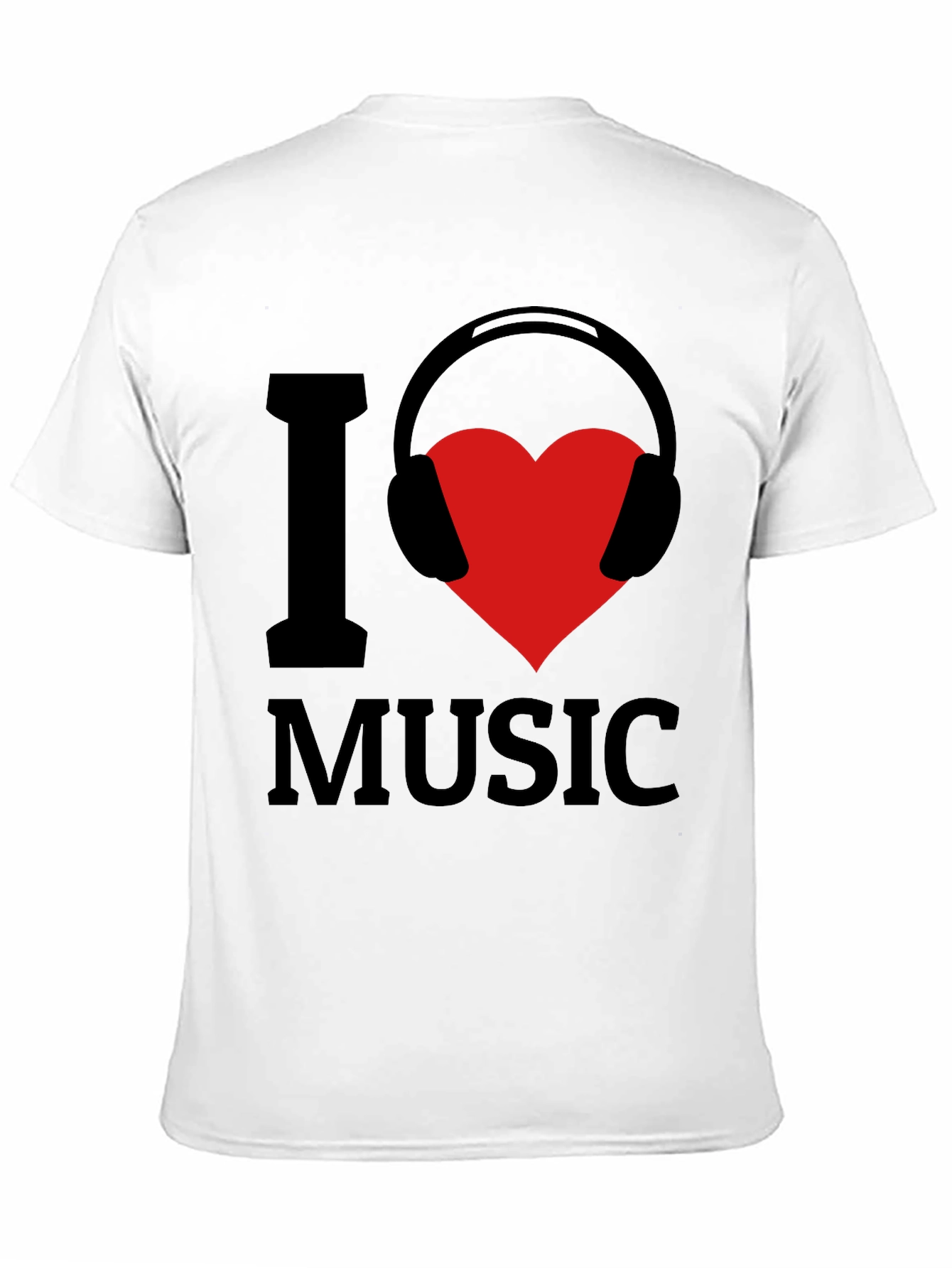 Black I Love Music T-Shirt - Heart Headphones Graphic Tee view 11