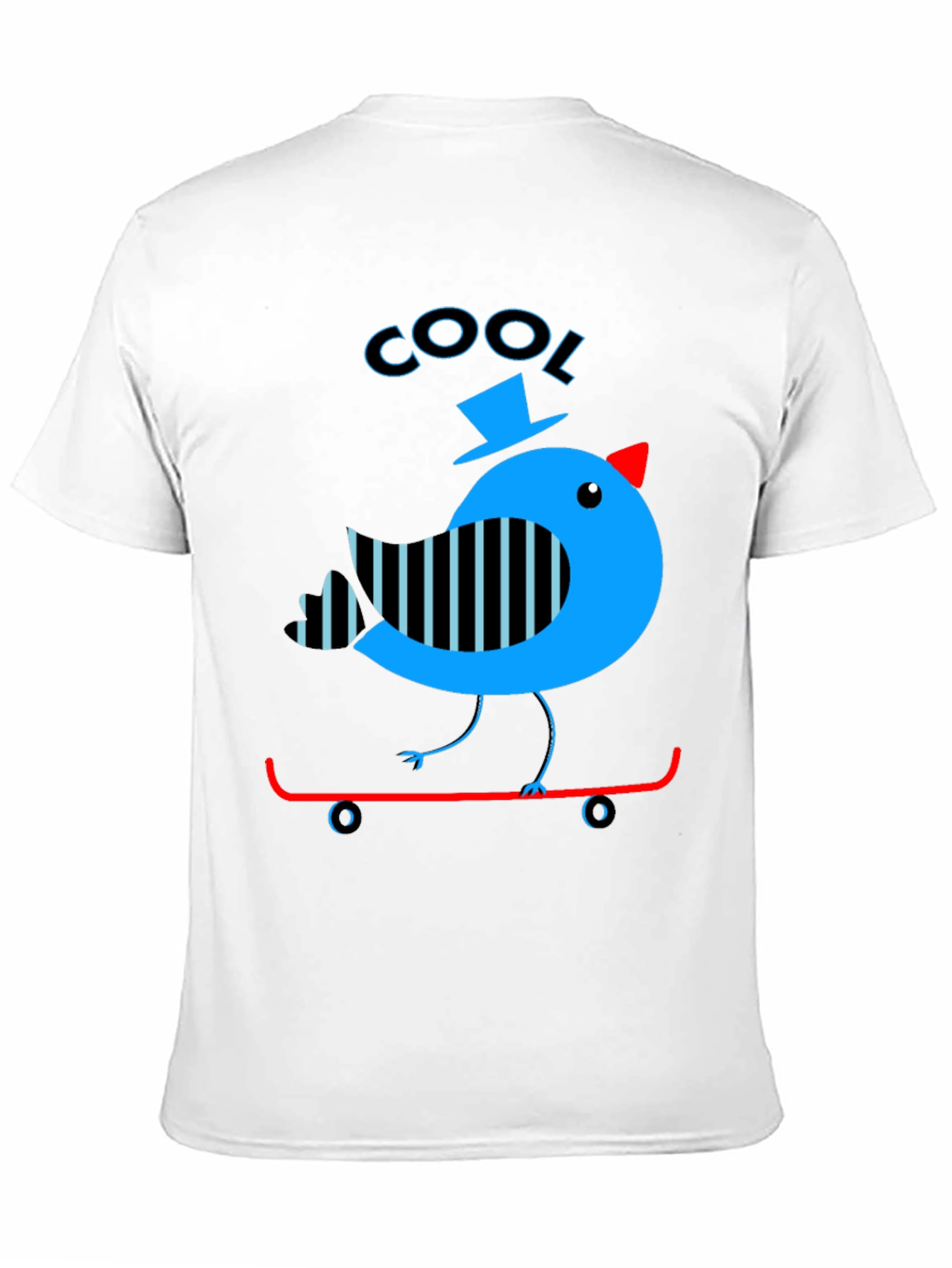 Black Cool Bird on Skateboard Graphic Tee view 11