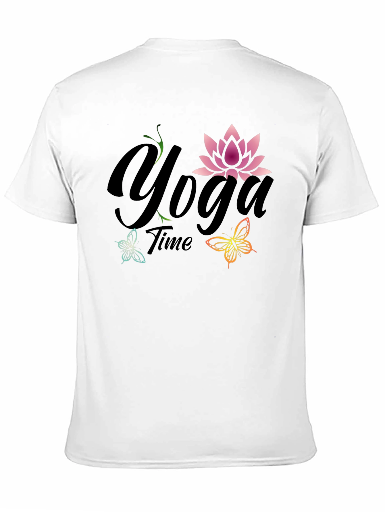 Black Yoga Time T-Shirt - Lotus Flower Butterfly Tee view 11