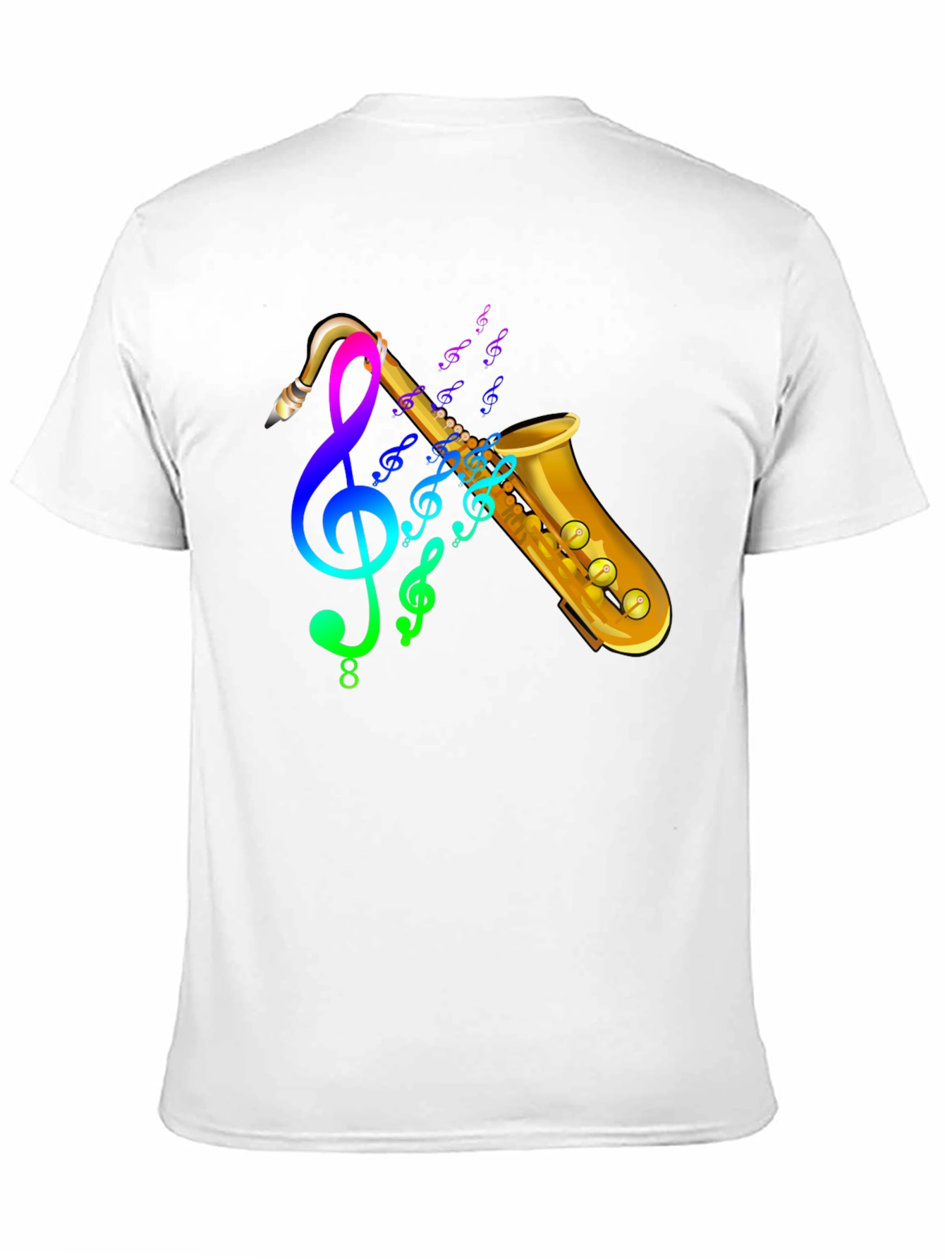 Black Saxophone & Music Notes Graphic Black T-Shirt view 11
