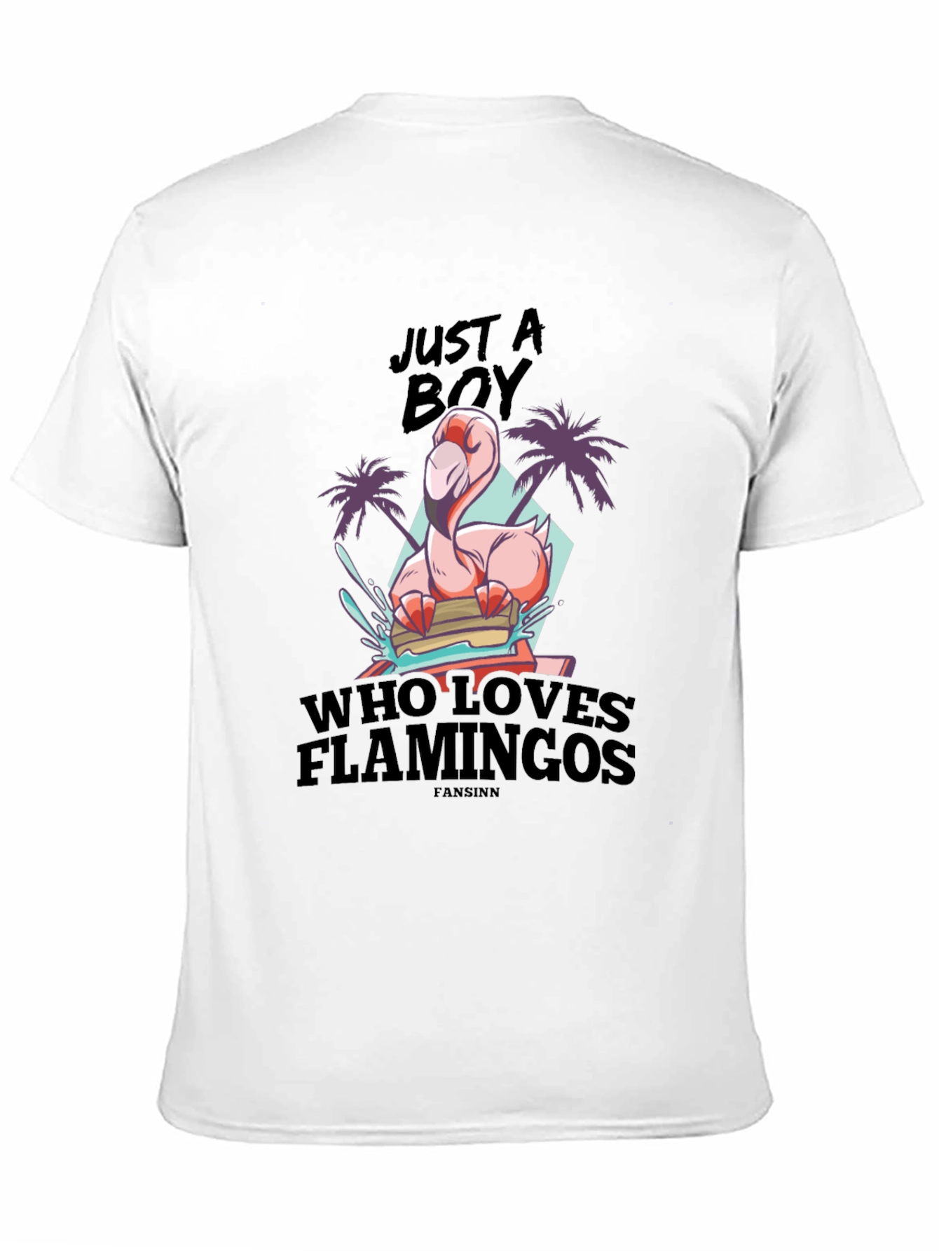 Black Just A Boy Who Loves Flamingos Black T-Shirt view 11