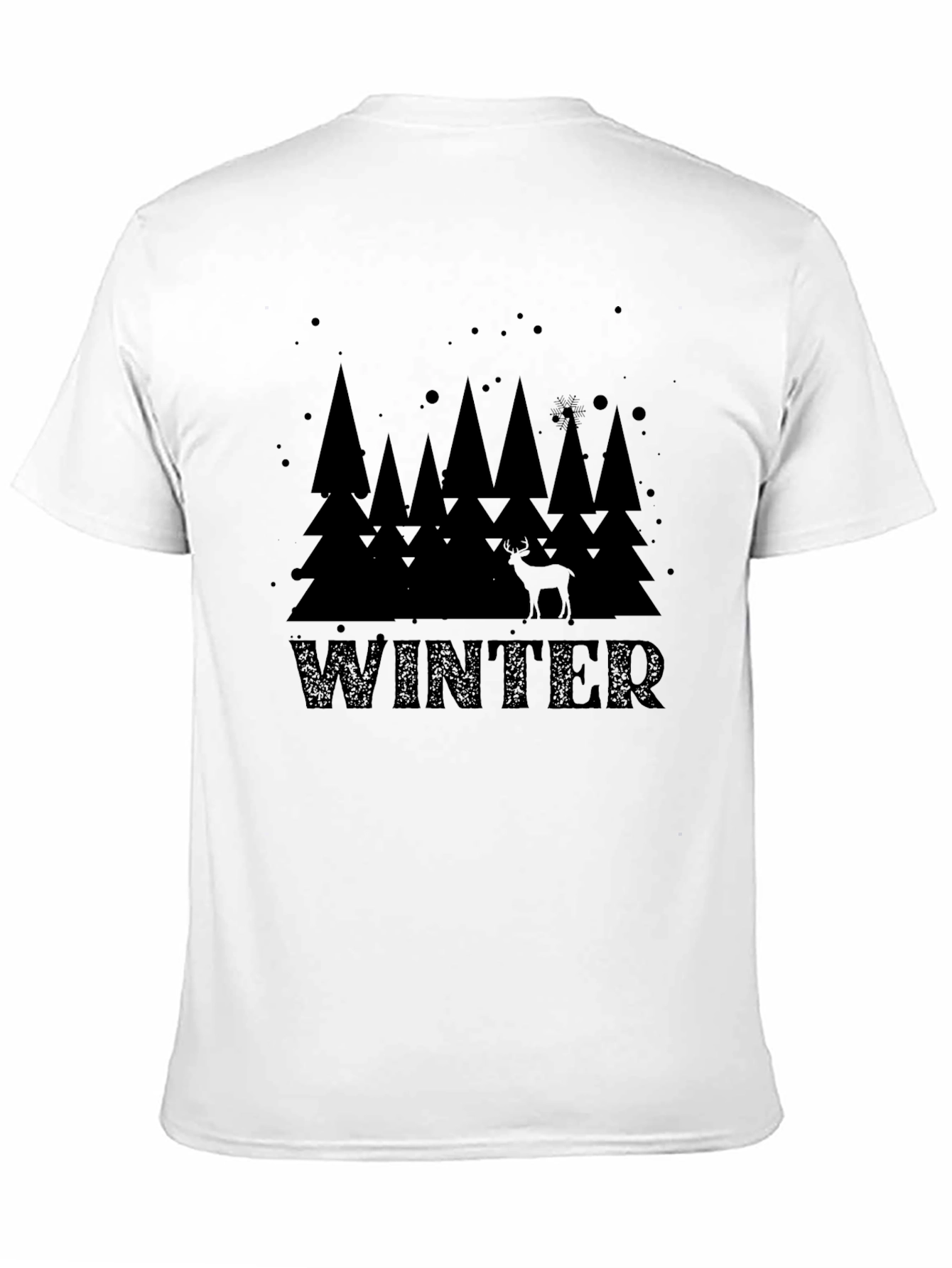 Black Winter Forest Graphic Print T-Shirt view 11