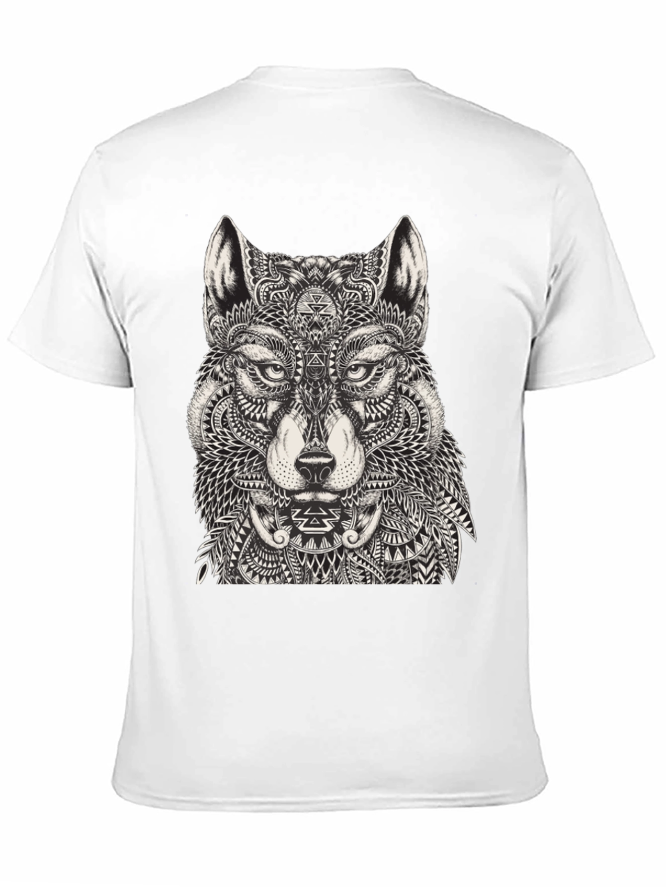 Black Wolf Graphic Print Black T-Shirt for Men view 11
