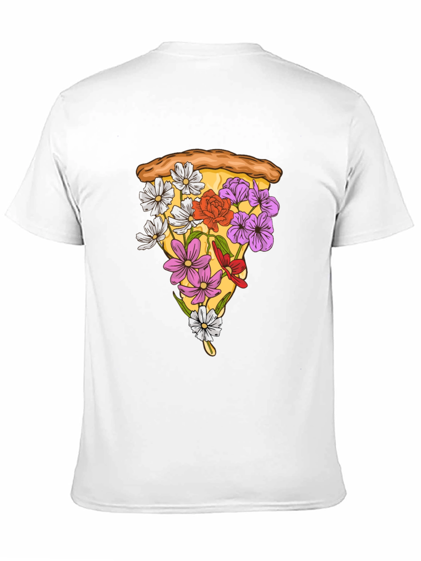 Black Floral Pizza Slice Graphic Tee - Unique Style view 11