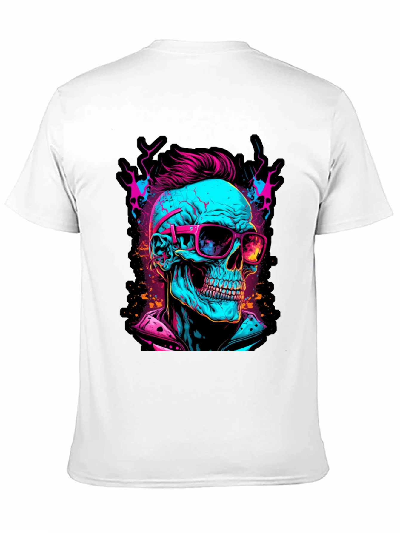 Black Neon Skull Graphic T-Shirt view 11