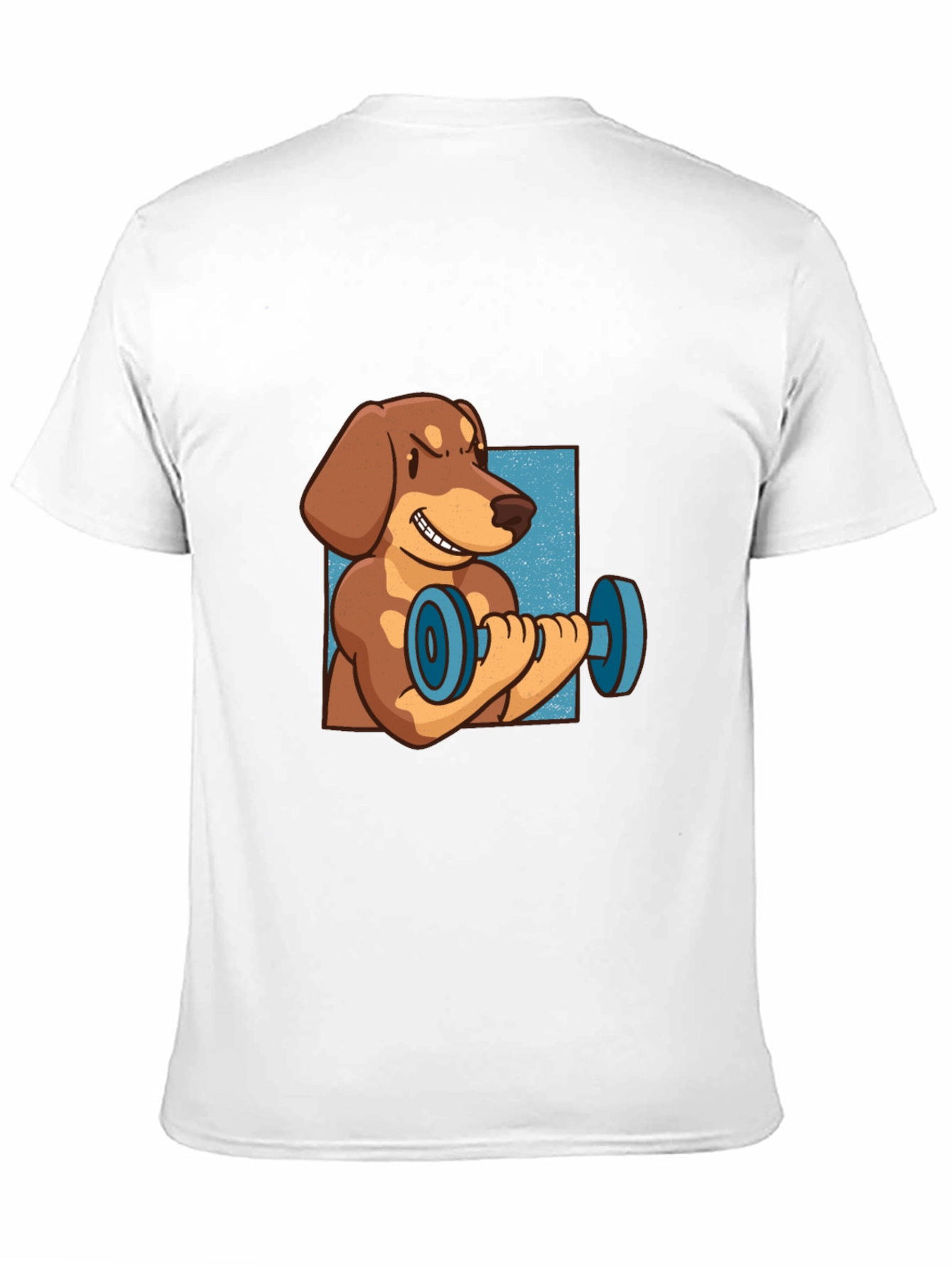 Black Funny Dachshund Lifting Dumbbell T-Shirt view 11