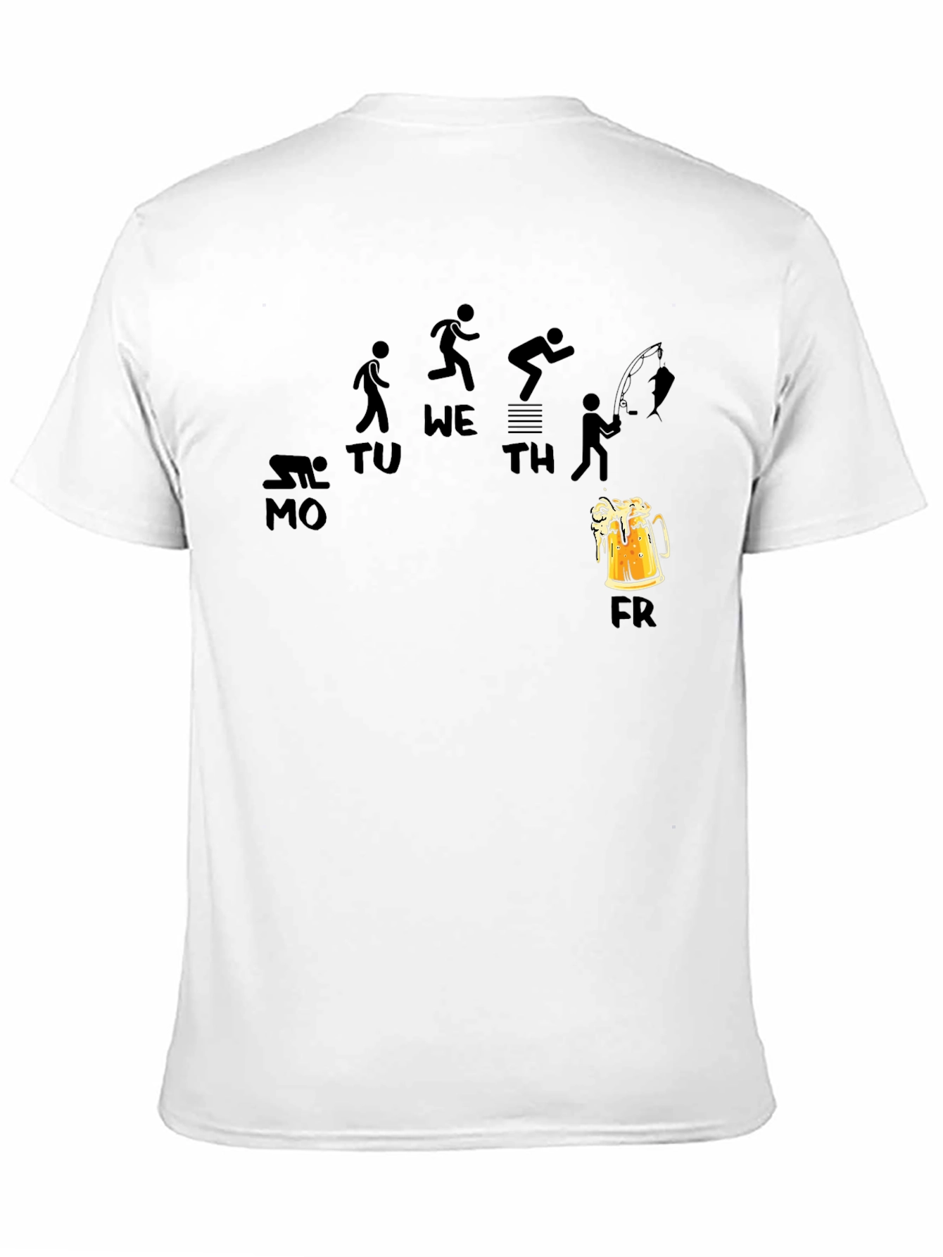 Black Funny Weekday Progression Black T-Shirt view 11