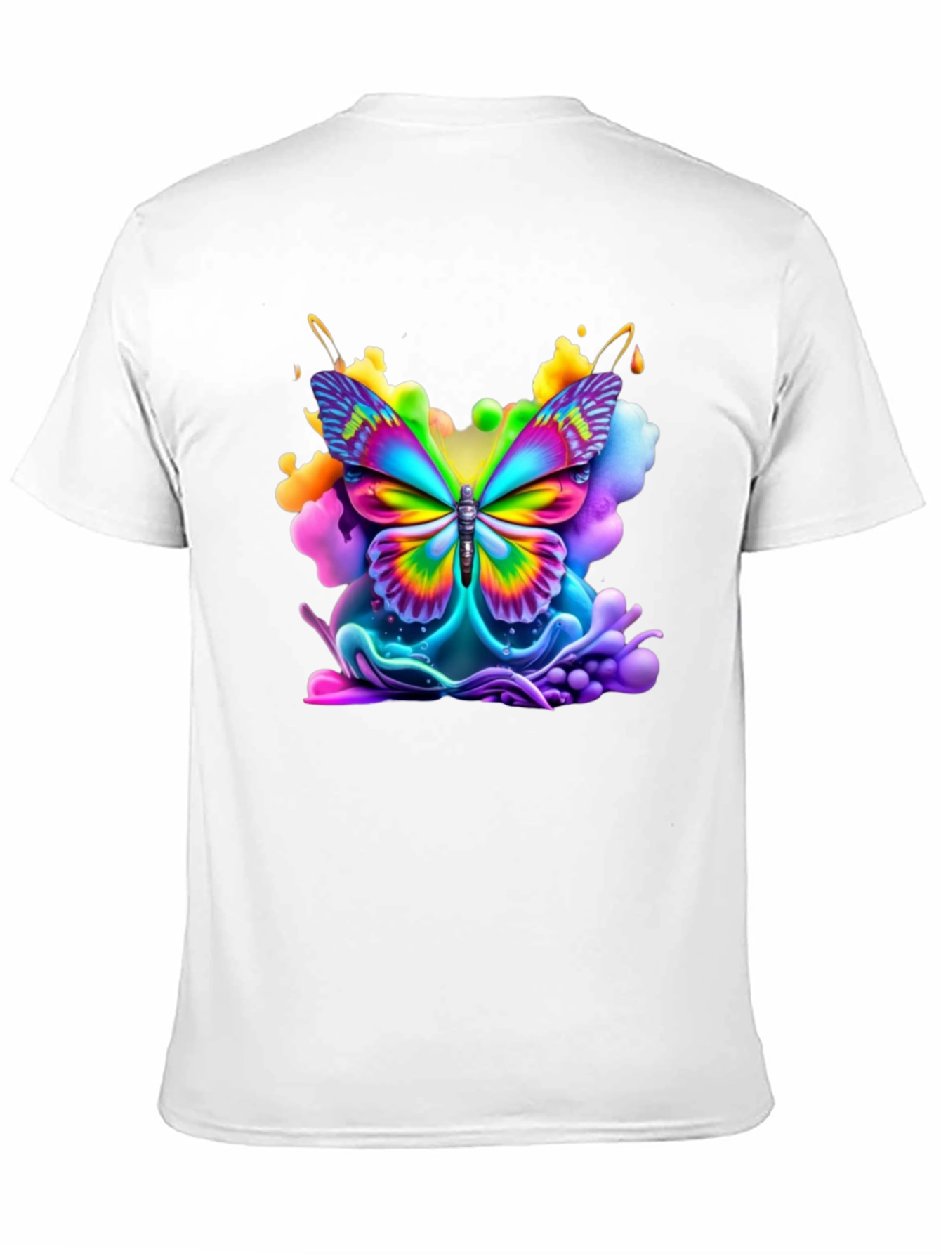 Black Vibrant Butterfly Graphic Tee - Black Cotton Comfort view 11