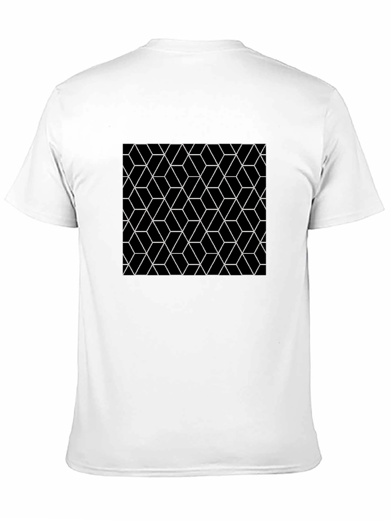 Black Geometric Cube Pattern Black T-Shirt view 11