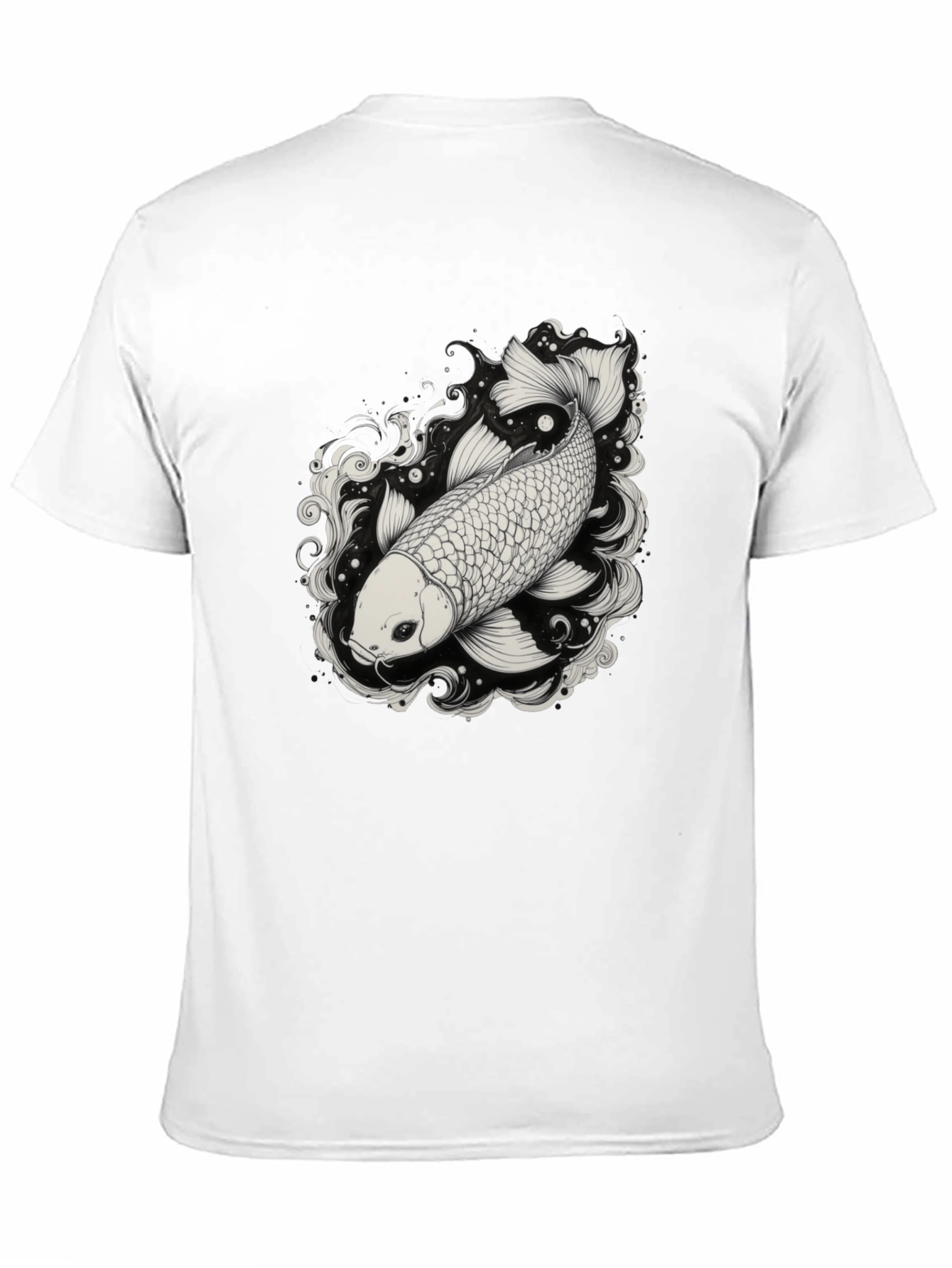 Black Koi Fish Graphic Tee - Black Cotton Blend Shirt view 11