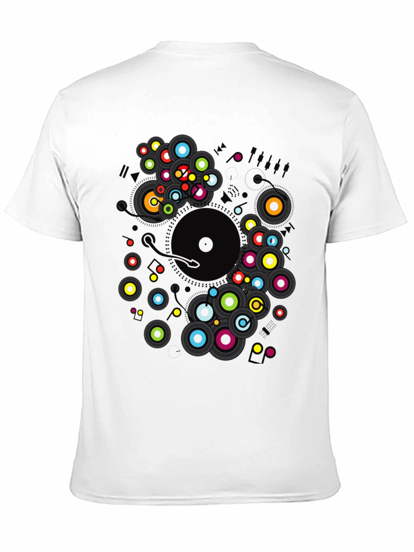 Black Modern Record Player Graphic Print Black T-Shirt view 11