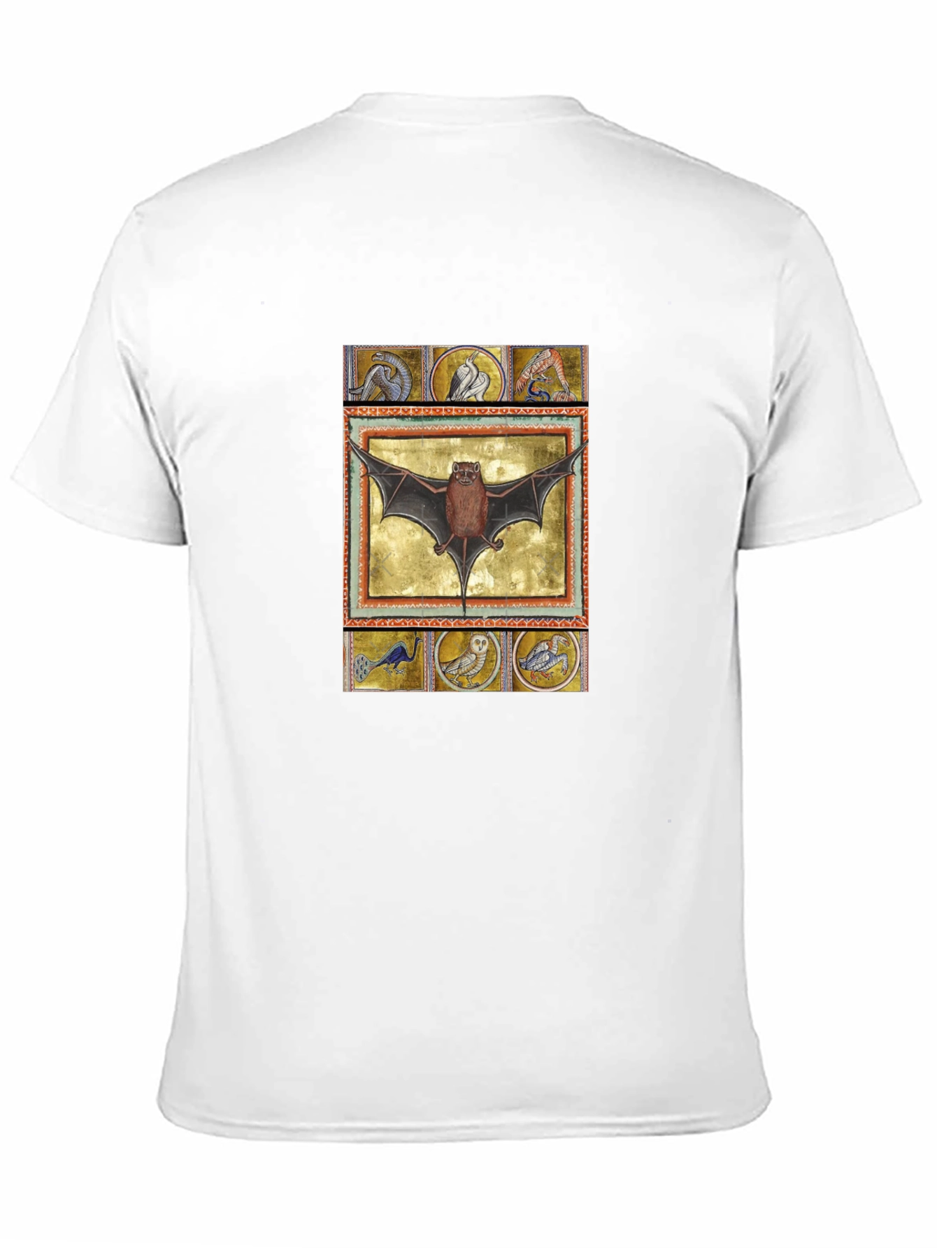 Black Medieval Bat Art T-Shirt - Unique Graphic Tee view 11