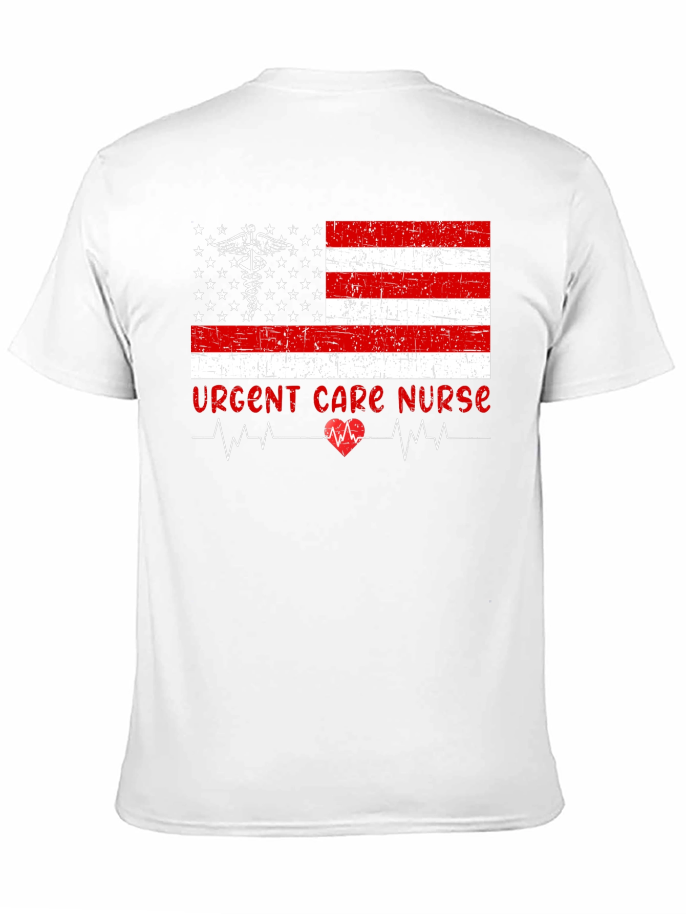 Black Urgent Care Nurse American Flag T-Shirt view 11