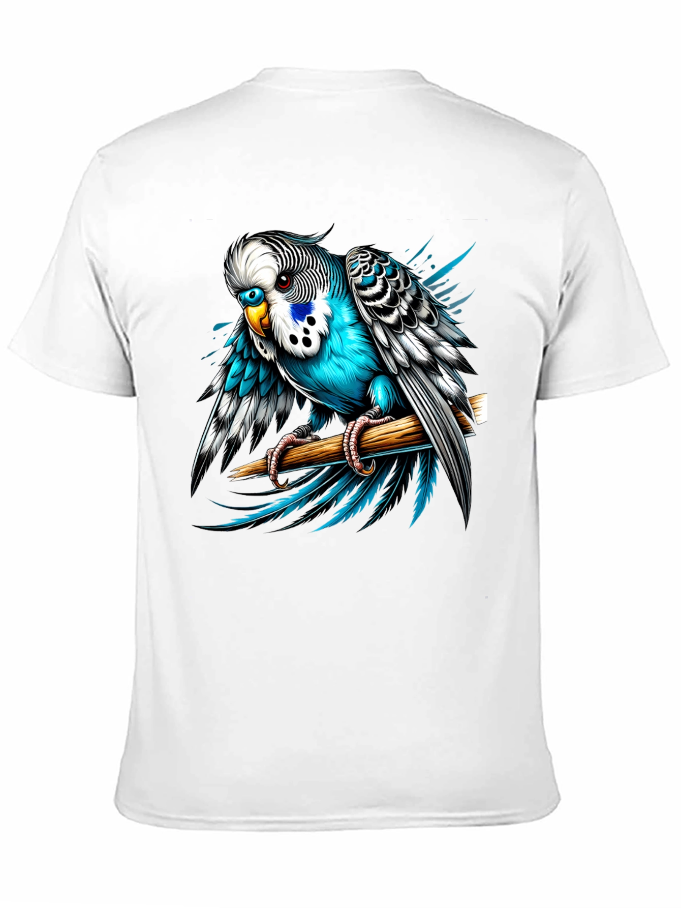 Black Blue Budgie Bird T-Shirt - Unique Graphic Tee view 11
