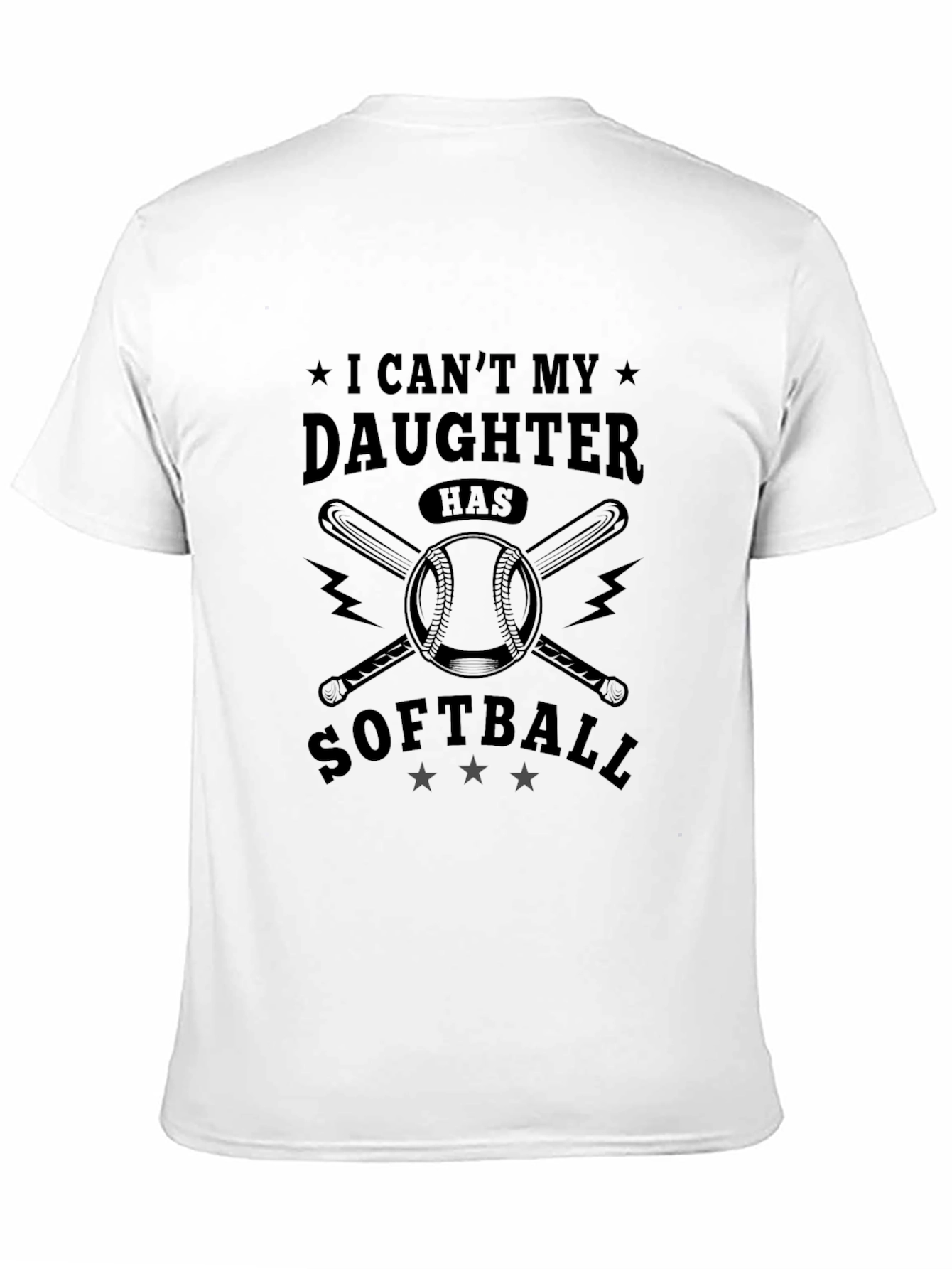 Black I Can't My Daughter Has Softball T-Shirt view 11