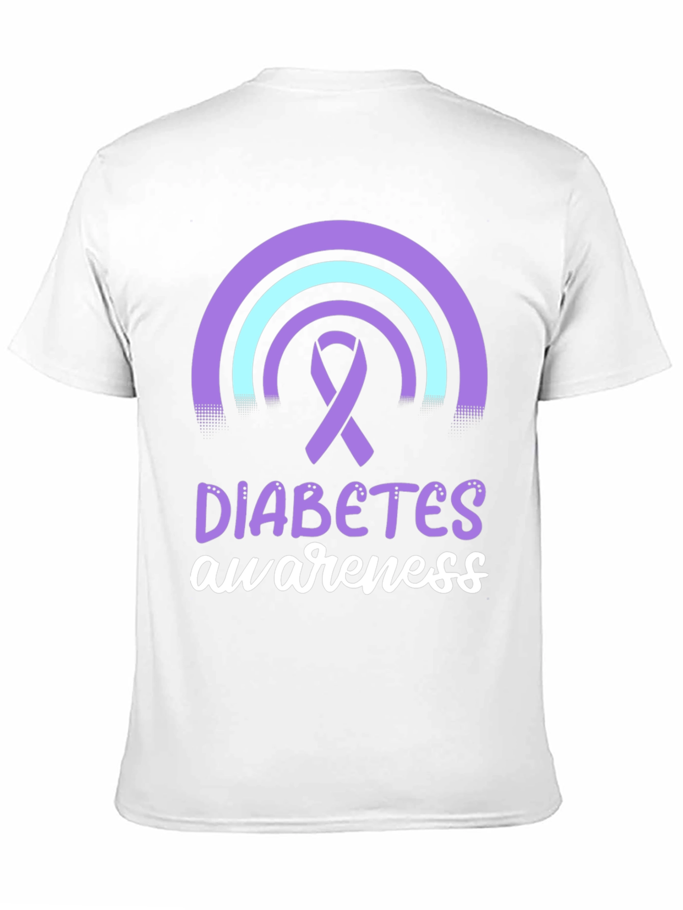 Black Diabetes Awareness T-Shirt Ribbon Rainbow Design view 11