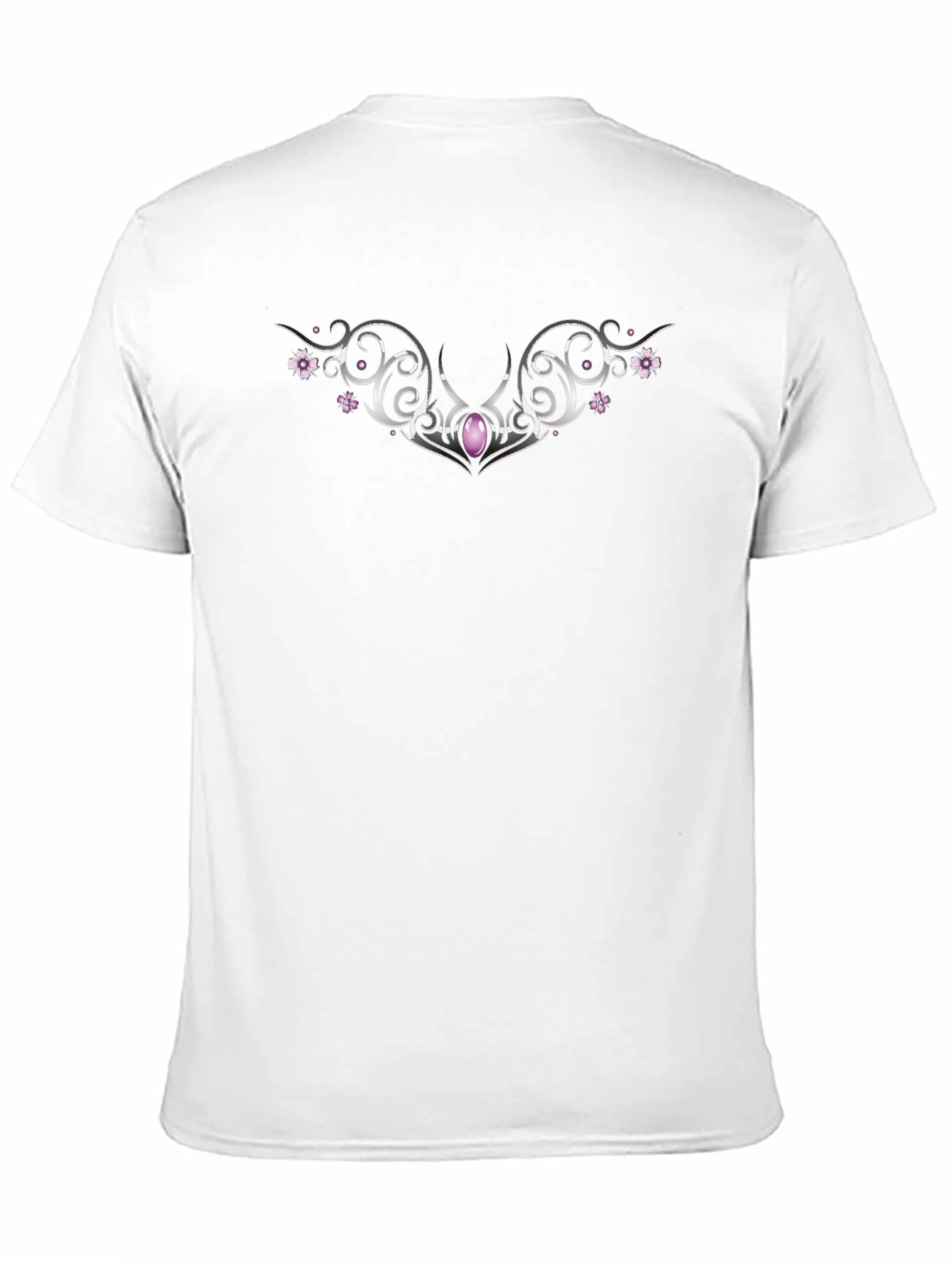 Black Black T-Shirt with Decorative Silver and Purple Design view 11
