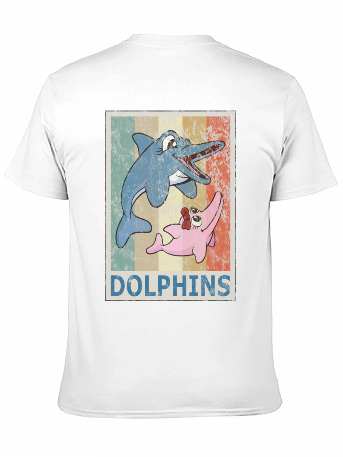 Black Retro Dolphin Cartoon T-Shirt view 11