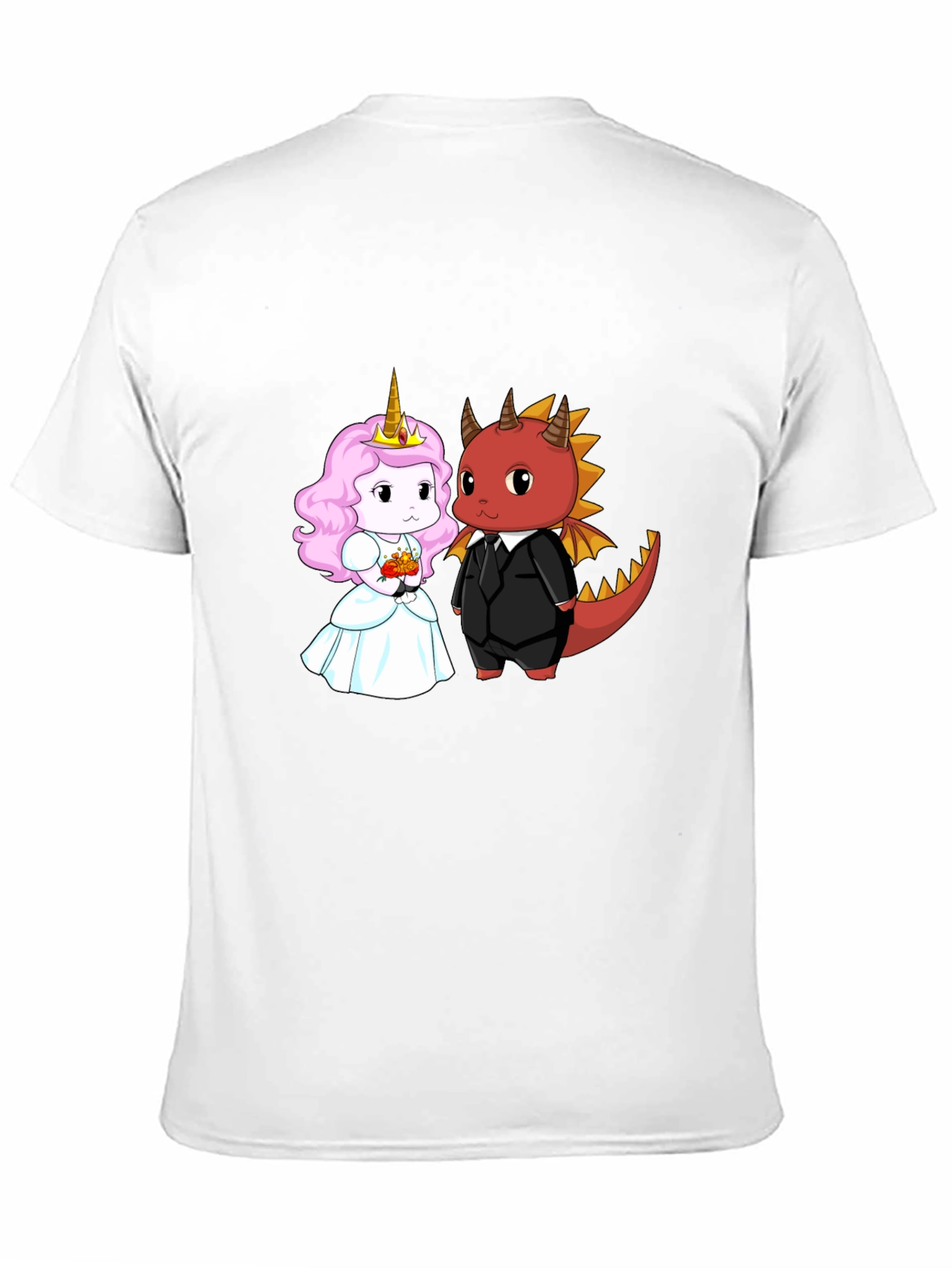 Black Unicorn and Dragon Cartoon Graphic Tee view 11
