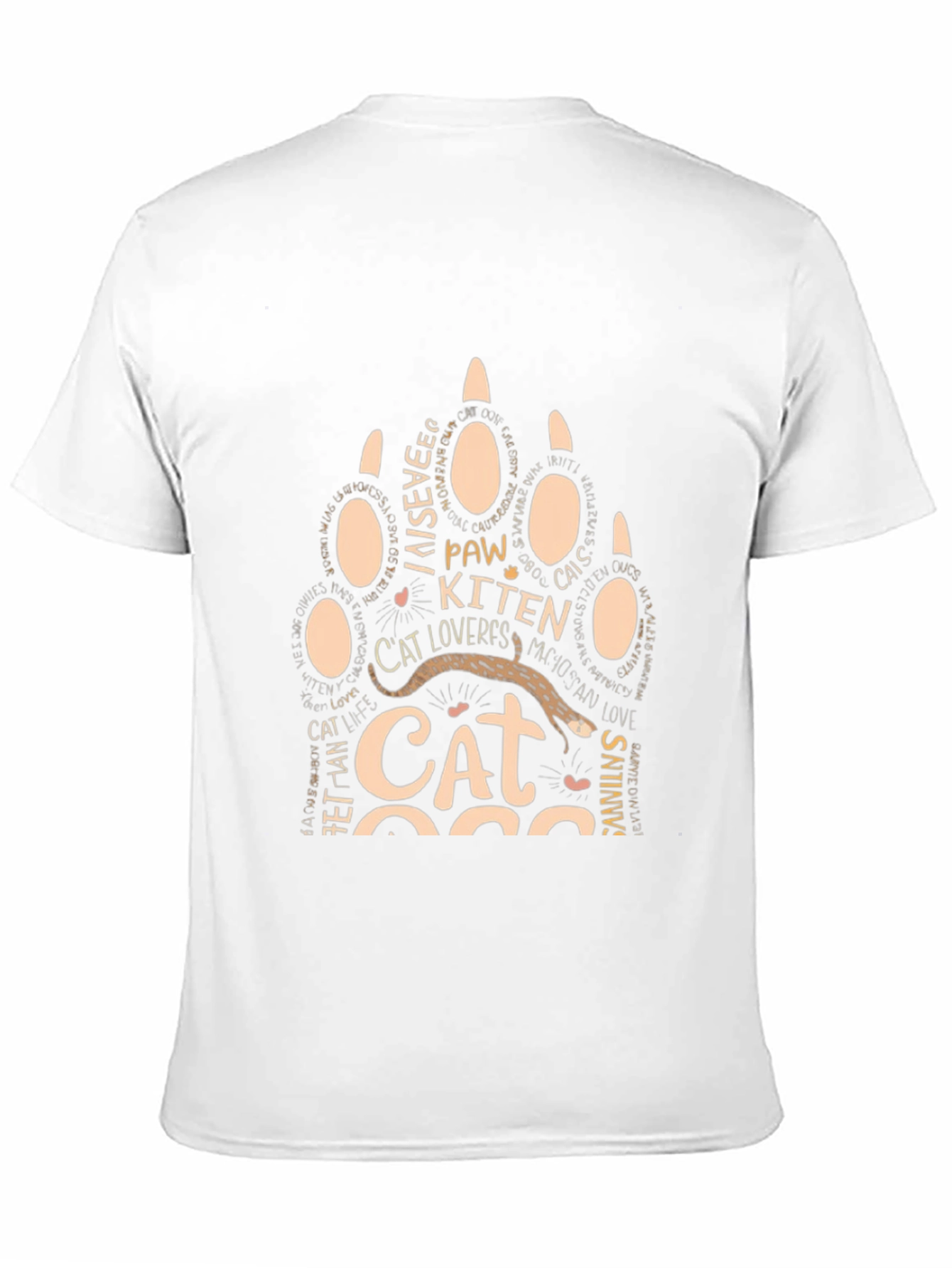 Black Cat Lover Paw Print T-Shirt - Unisex Graphic Tee view 11