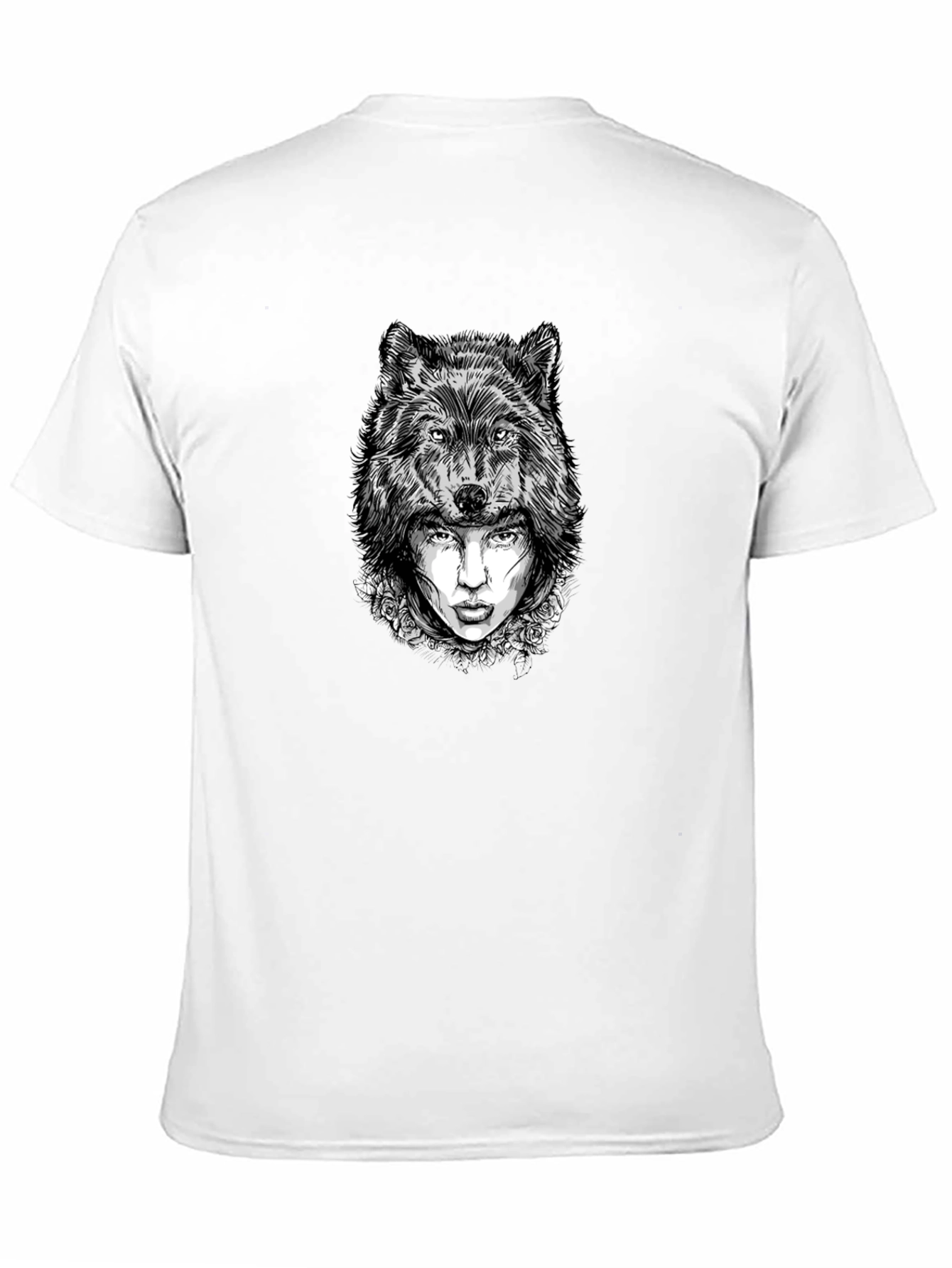 Black Wolf Woman Graphic Tee - Stylish Black T-Shirt view 11