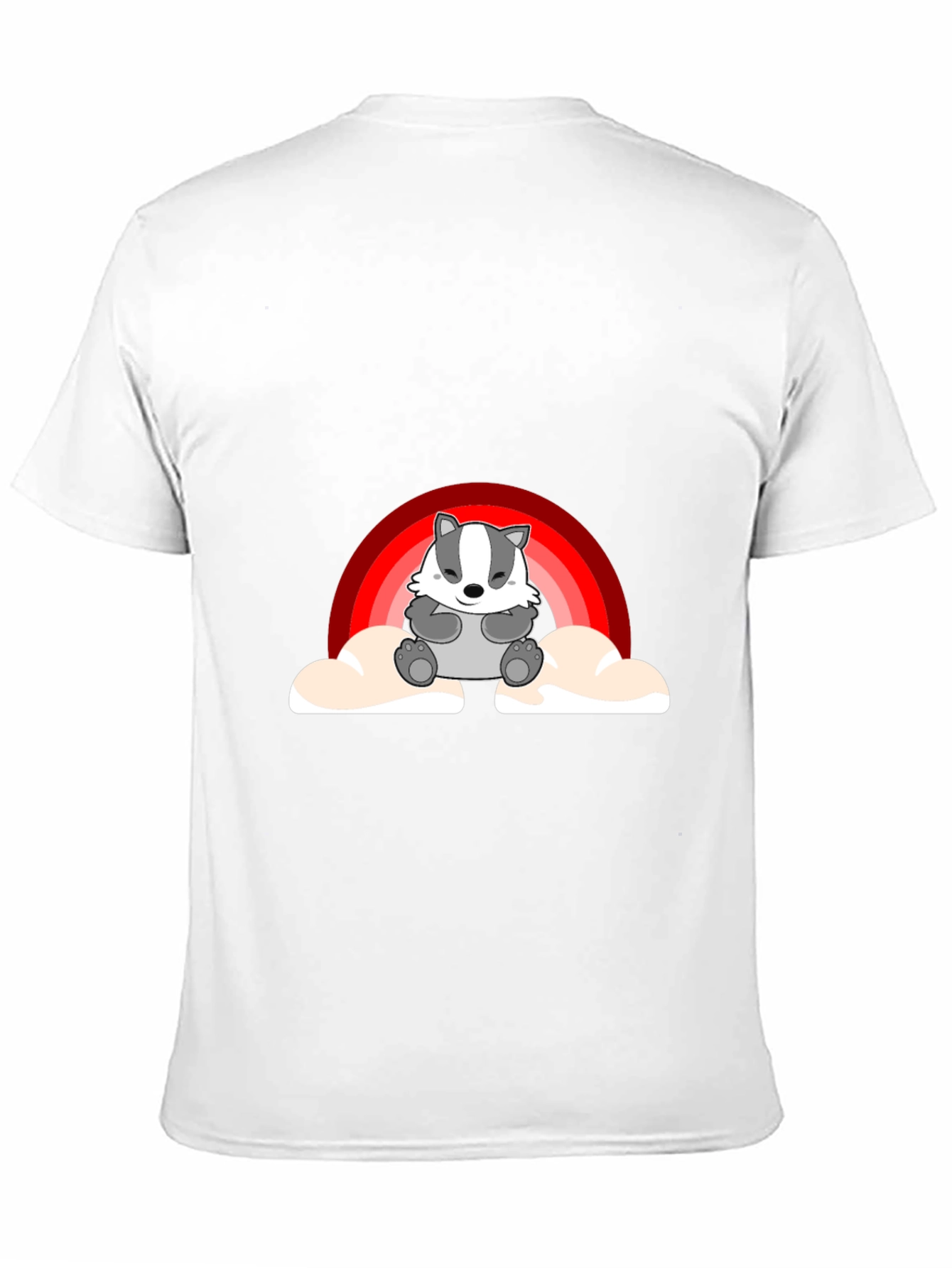 Black Cute Badger Rainbow Cloud Graphic T-Shirt view 11