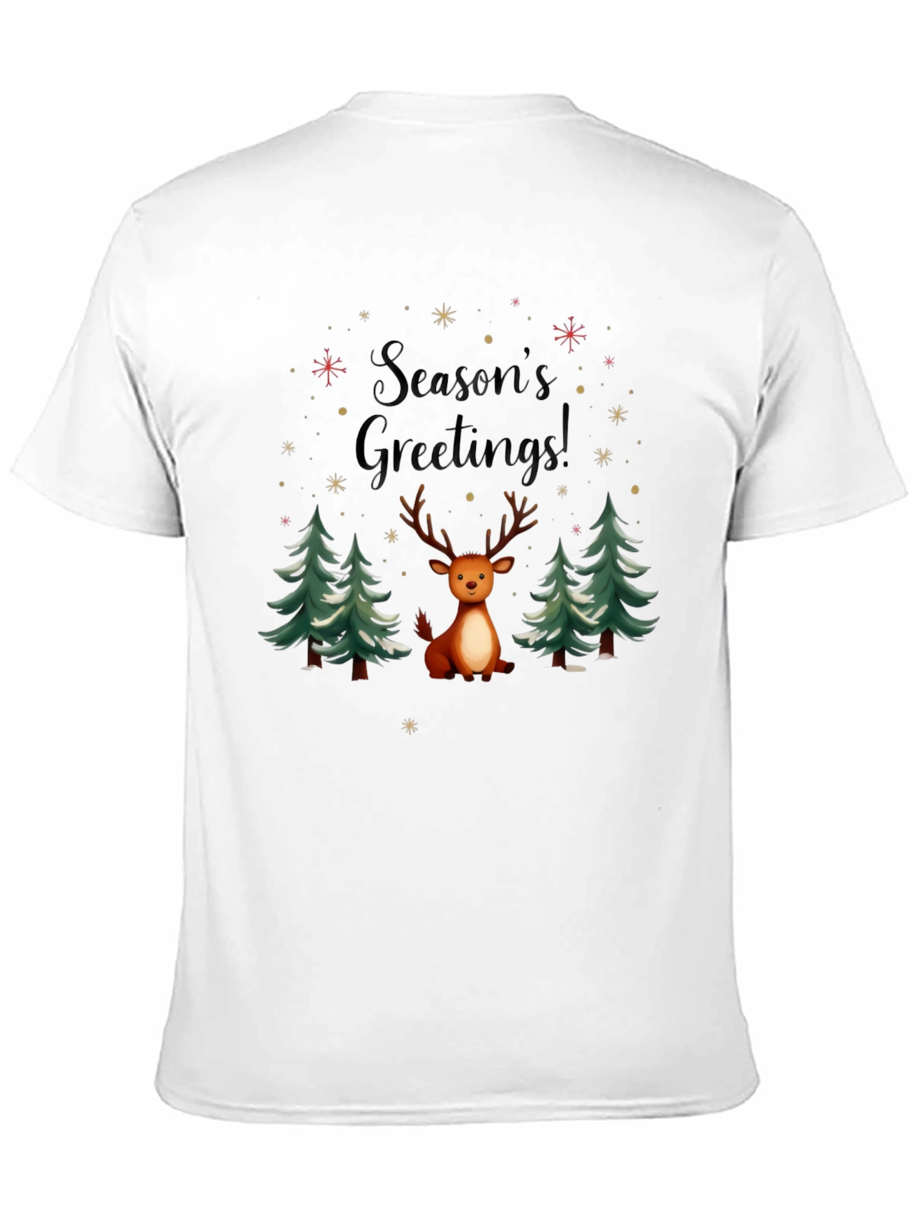 Black Season's Greetings Reindeer Holiday T-Shirt view 11
