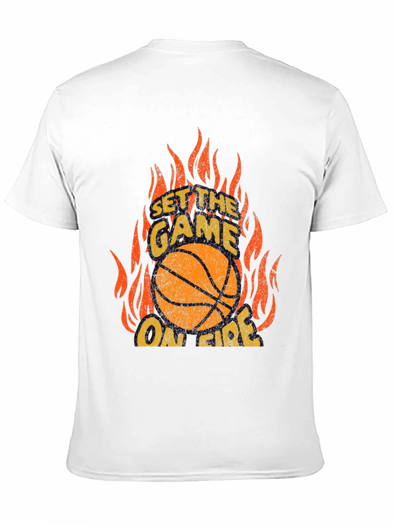 Black Set the Game On Fire Basketball Graphic Tee view 11