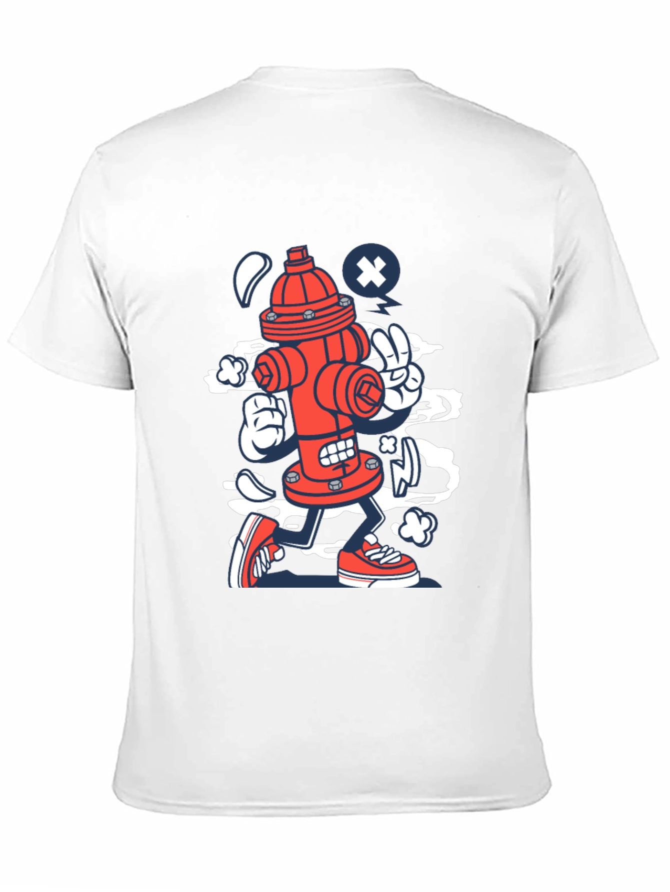 Black Cartoon Fire Hydrant Graphic Tee - Black Cotton Shirt view 11