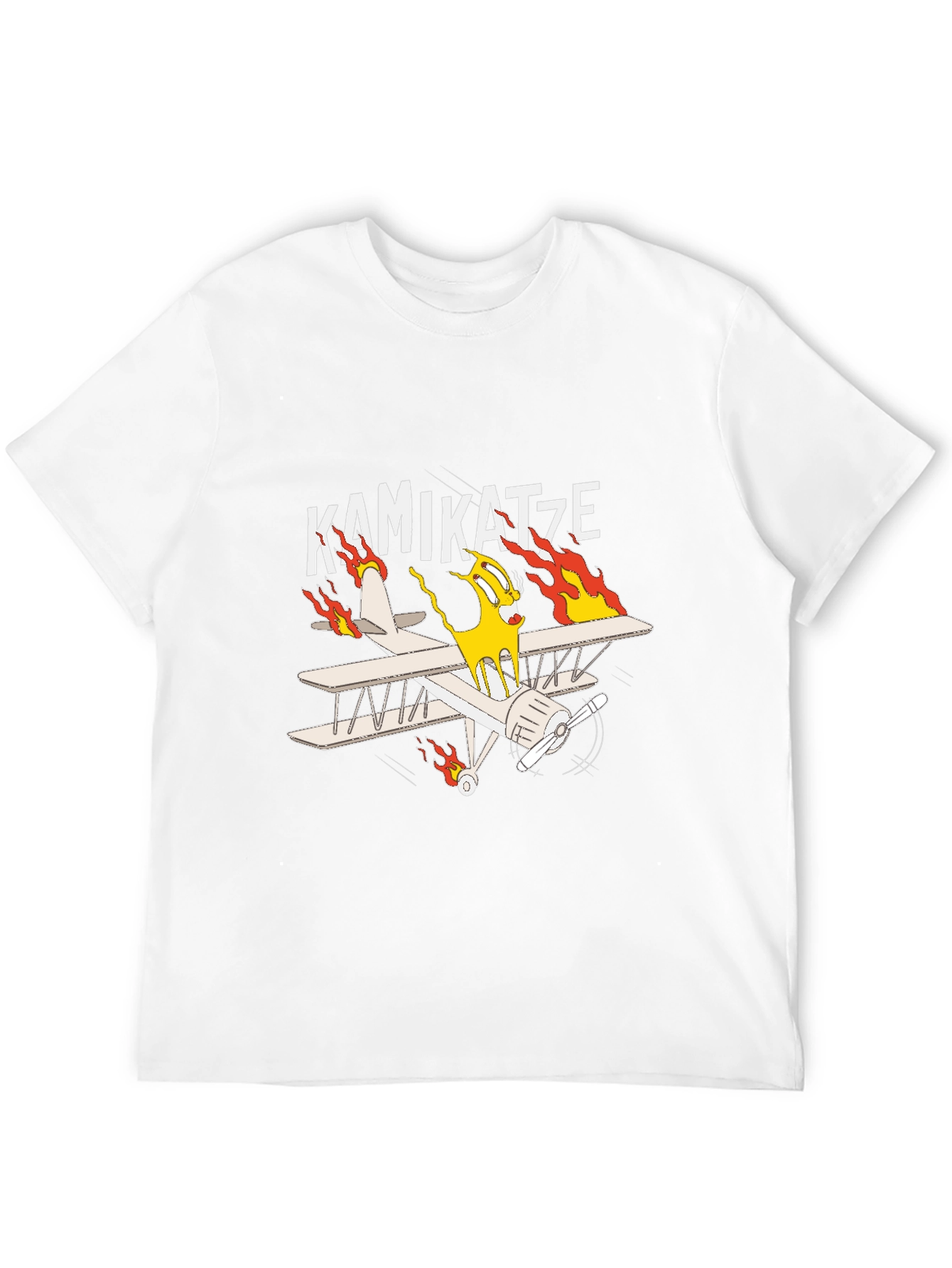 Black Kamikatze Cartoon Plane Graphic T-Shirt view 12