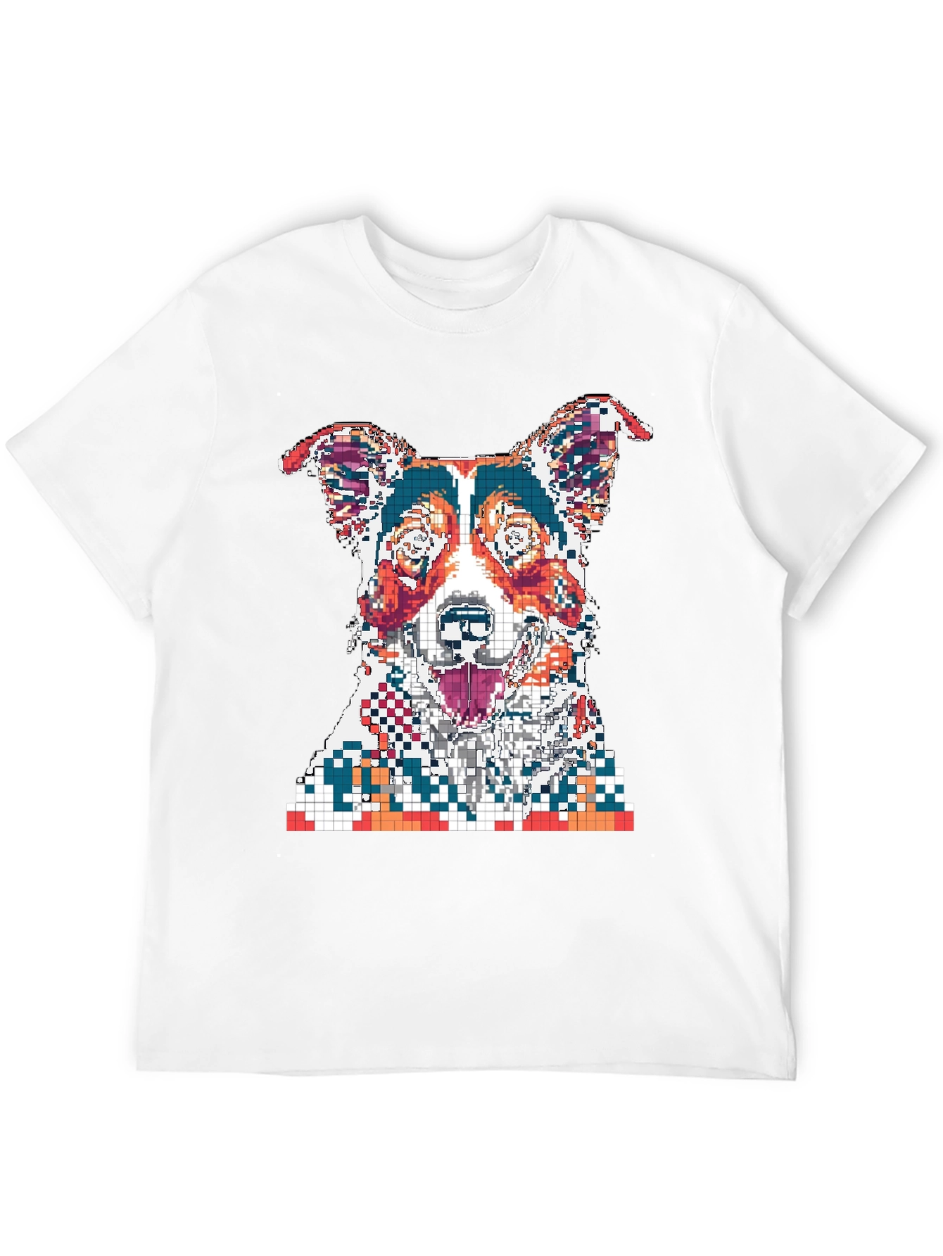 Black Pixelated Dog Graphic Print Black T-Shirt view 12
