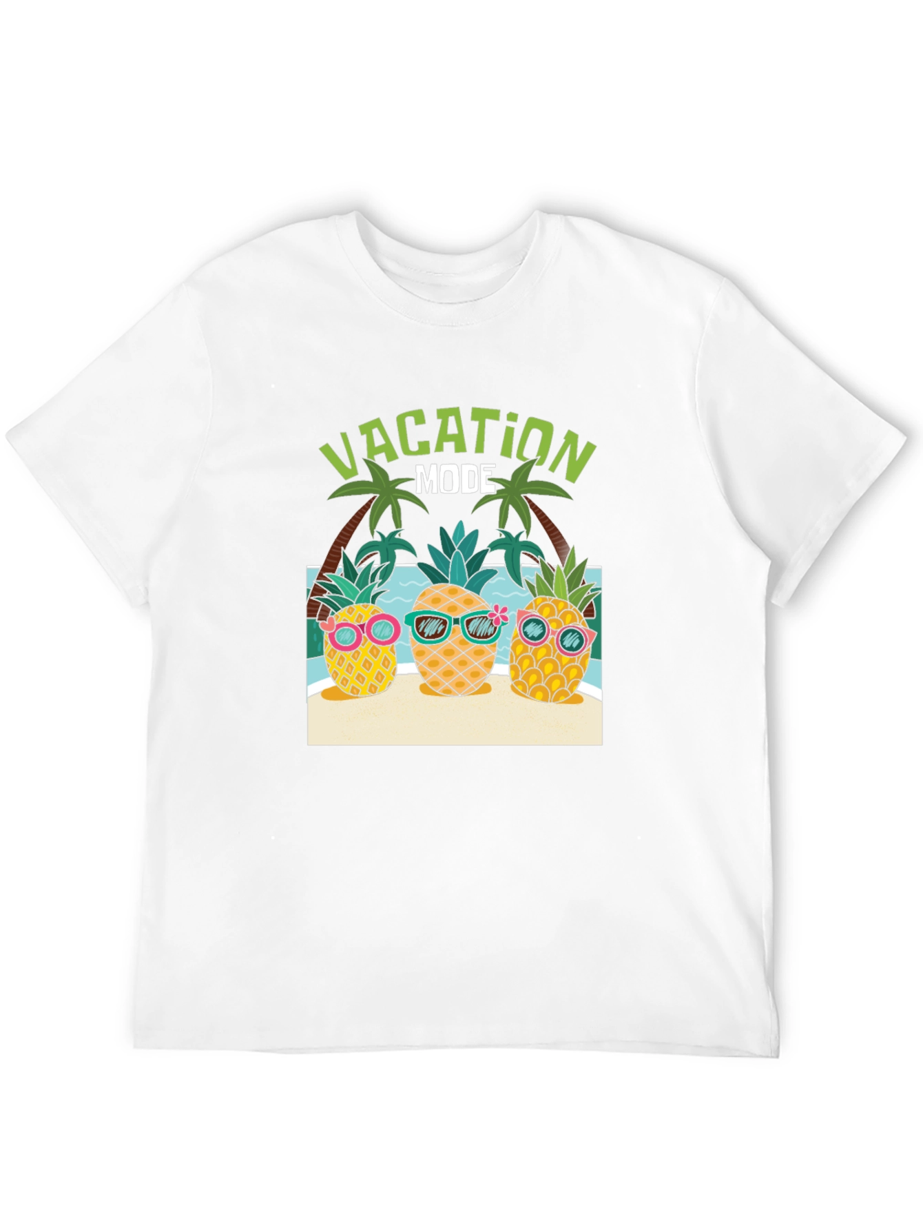 Black Vacation Mode Pineapple Graphic Tee view 12