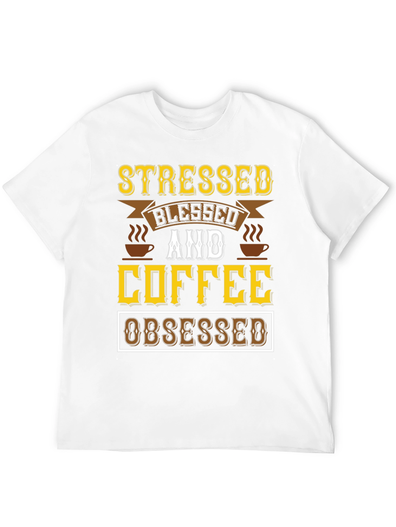 Black Stressed Blessed & Coffee Obsessed Black T-Shirt view 12
