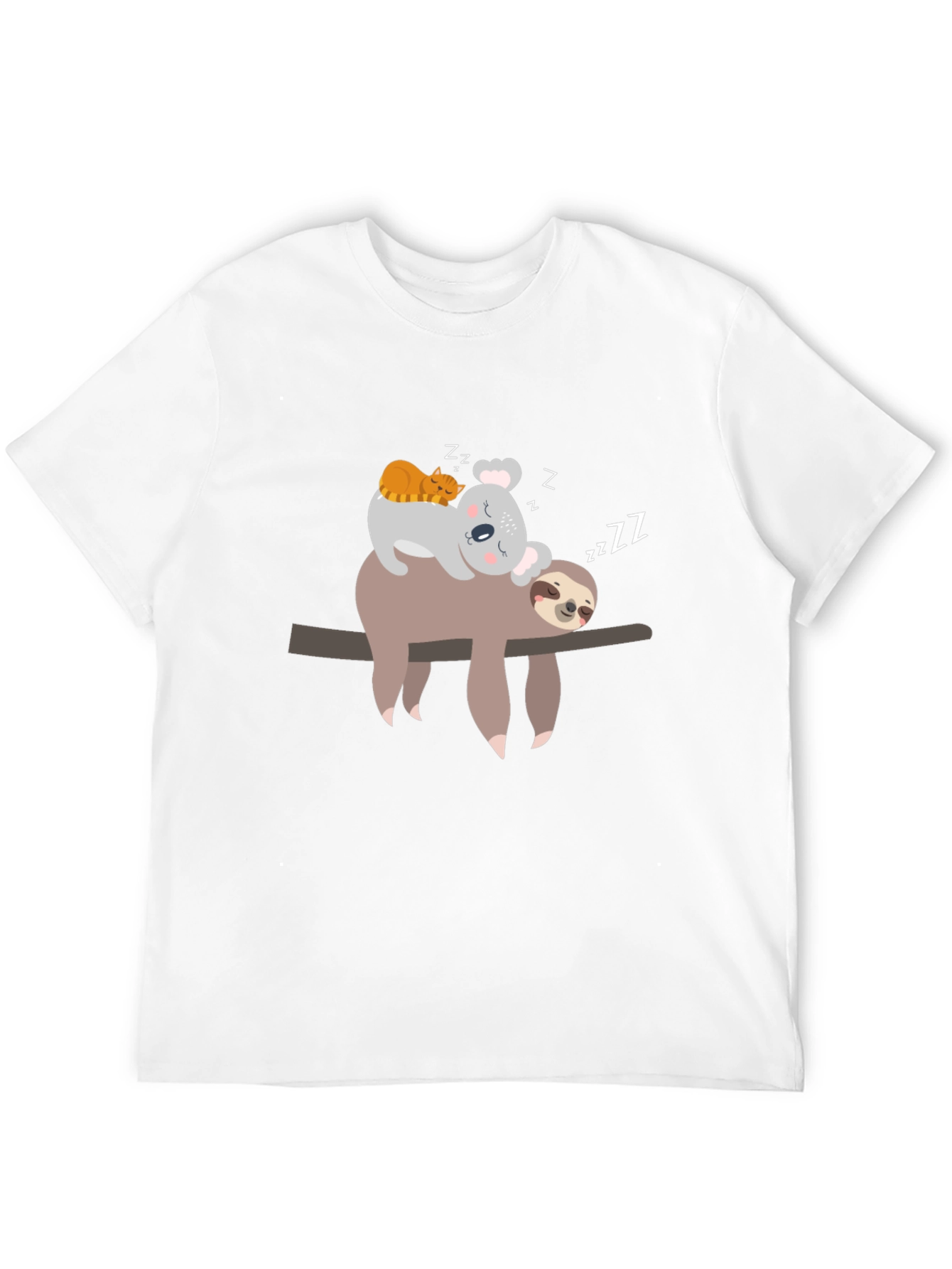 Black Cute Sloth, Koala, Cat Sleeping T-Shirt view 12