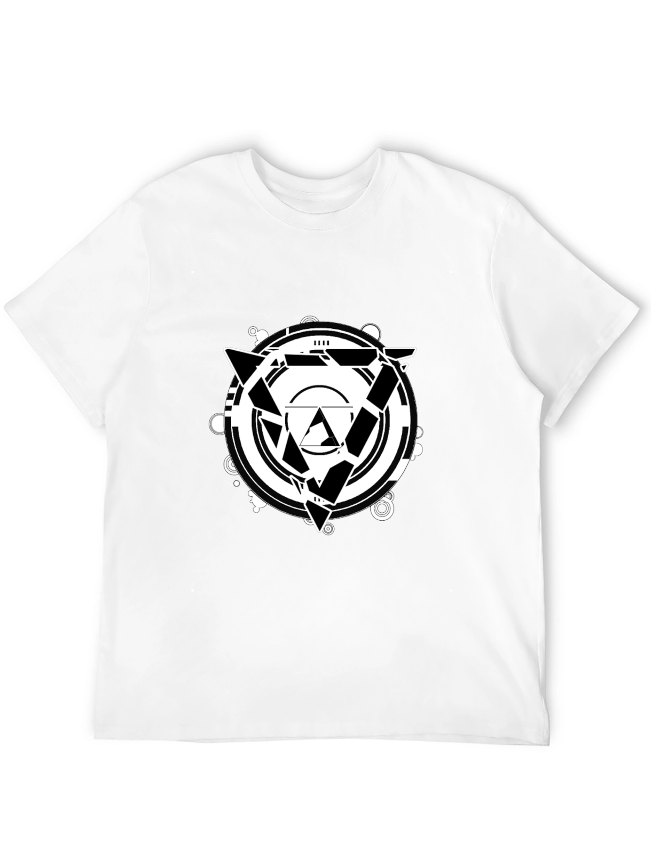 Black Geometric Design Black T-Shirt view 12