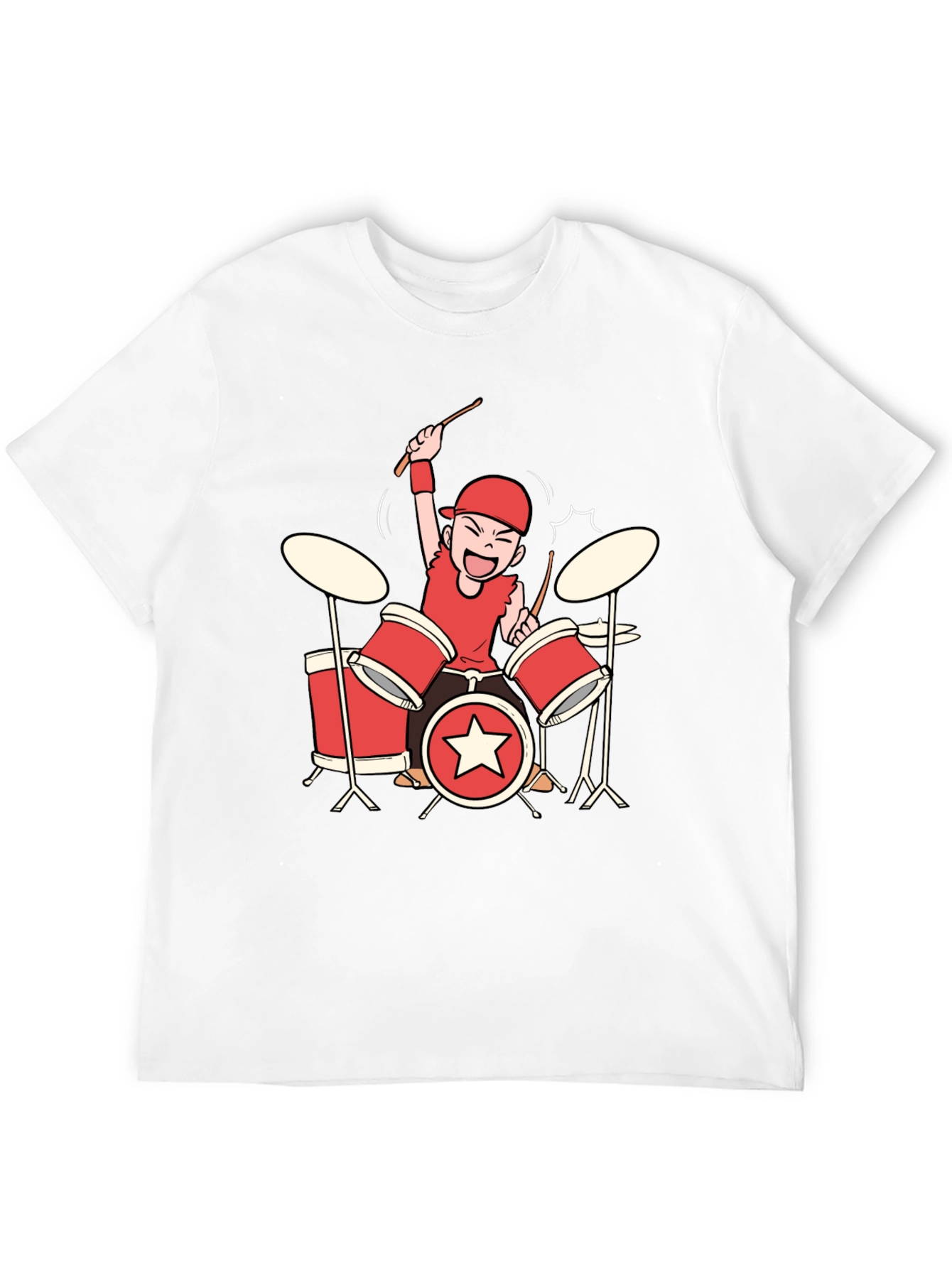 Black Cartoon Drummer Graphic Tee - Black view 12