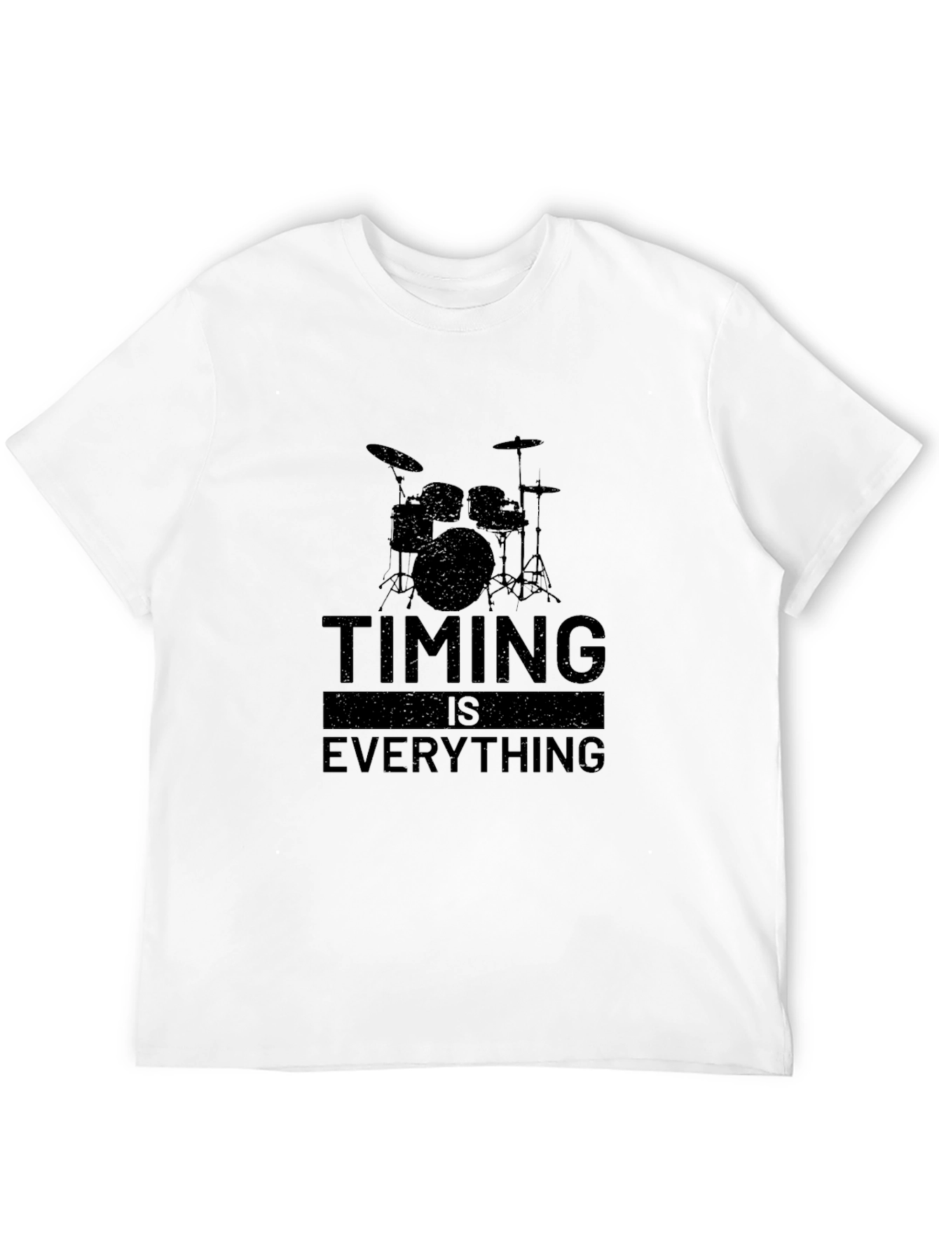 Black Timing Is Everything Drum Set Graphic Tee - Black Cotton view 12