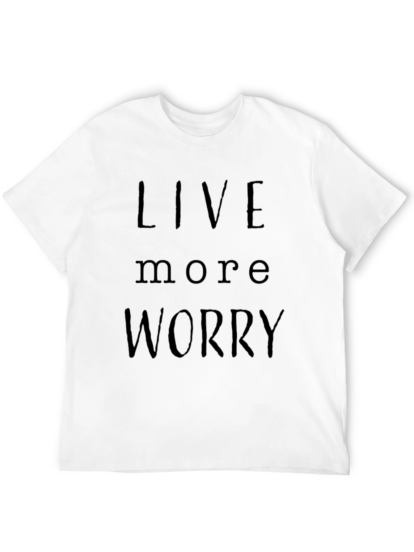 Black Live More Worry Less Black Graphic T-Shirt view 12