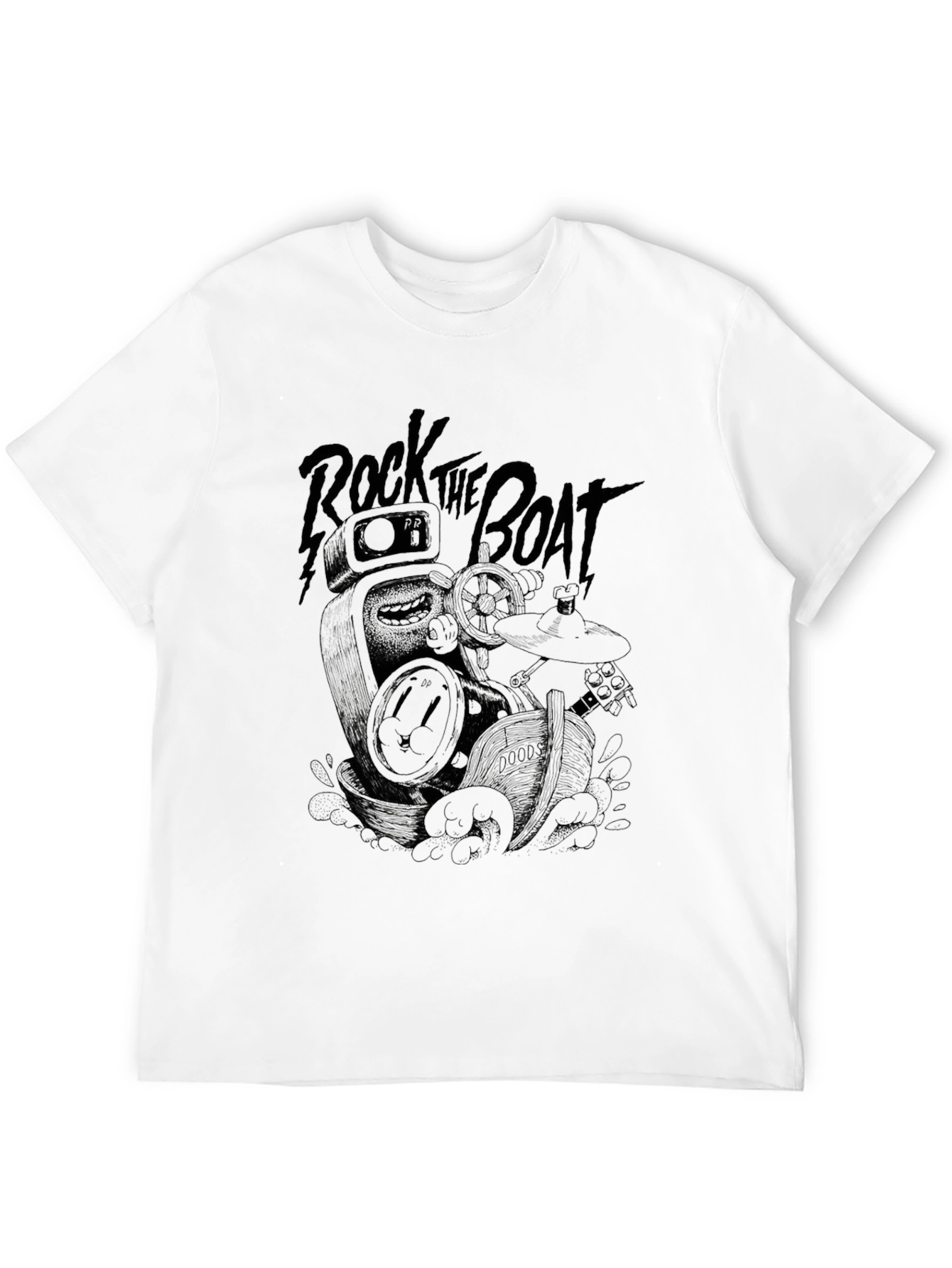 Black Rock the Boat Graphic Tee - Black Cotton Blend view 12