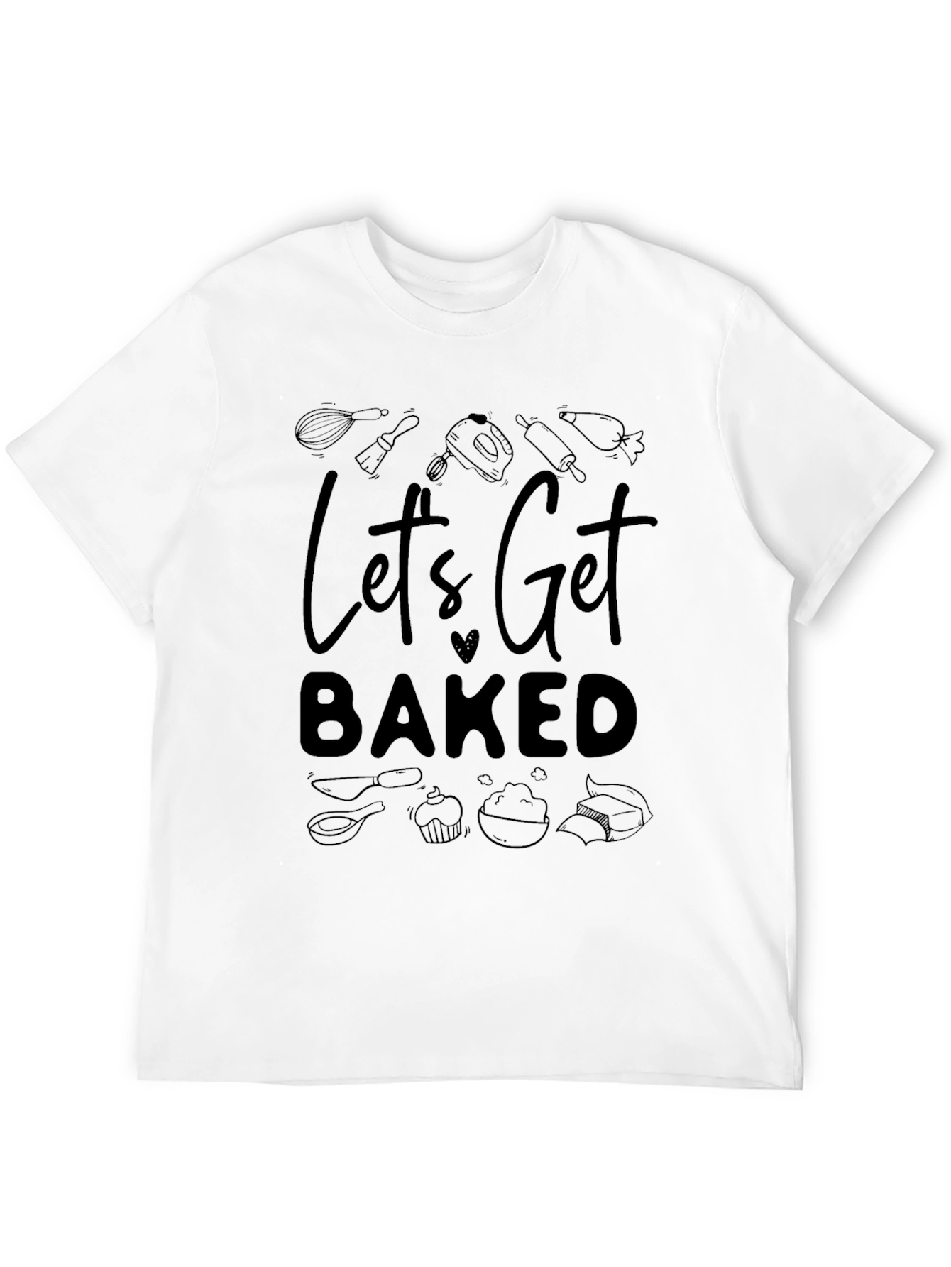 Black Let's Get Baked Graphic Tee - Baking Enthusiast Shirt view 12