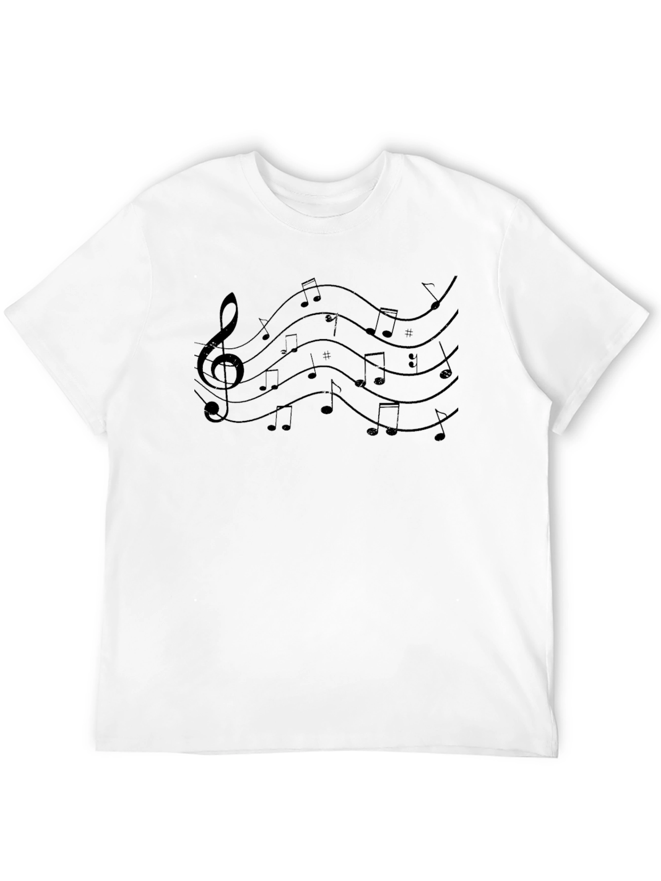 Black Music Notes Graphic Tee - Casual Black T-Shirt view 12
