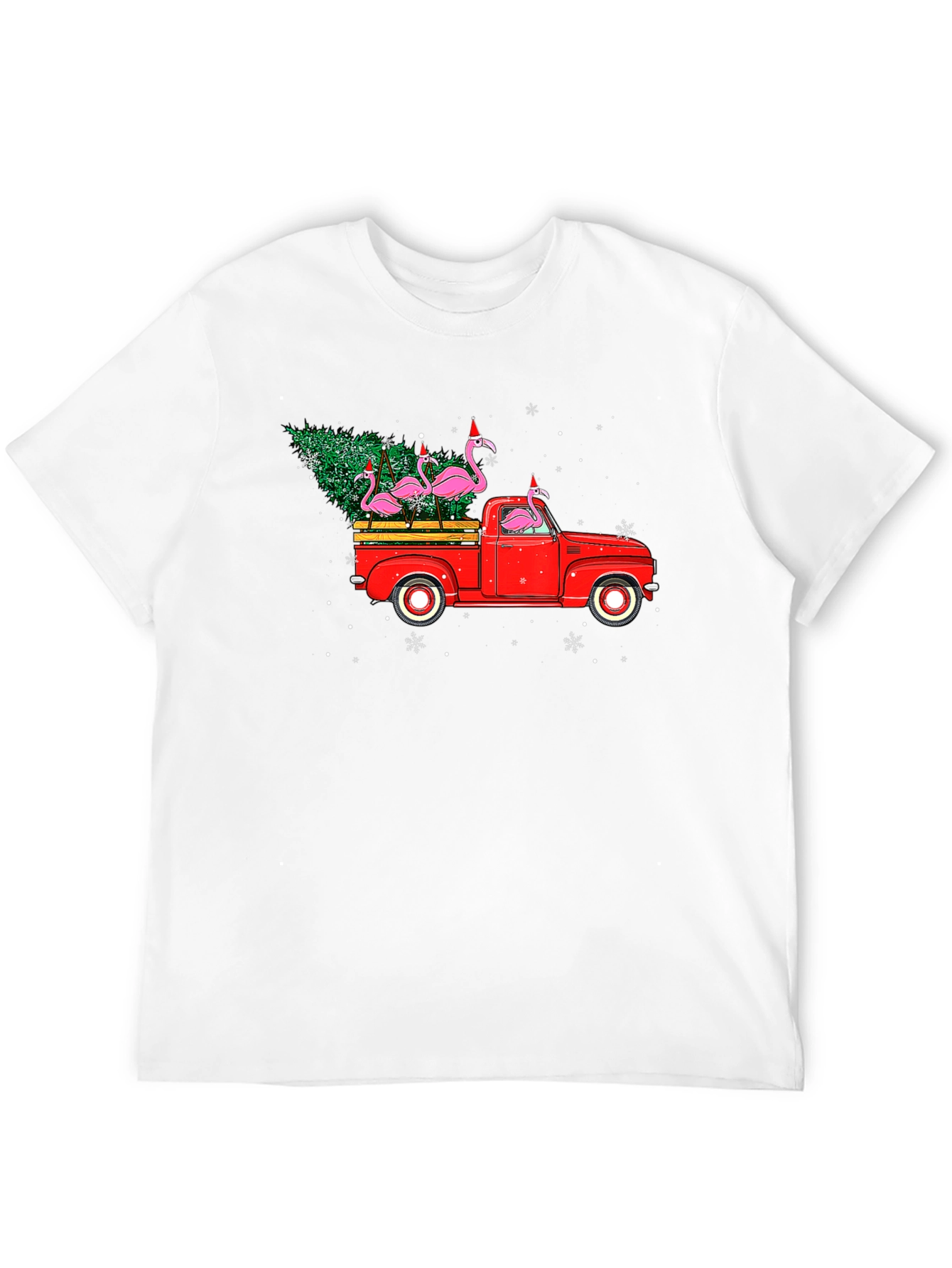 Black Flamingo Christmas Truck T-Shirt view 12
