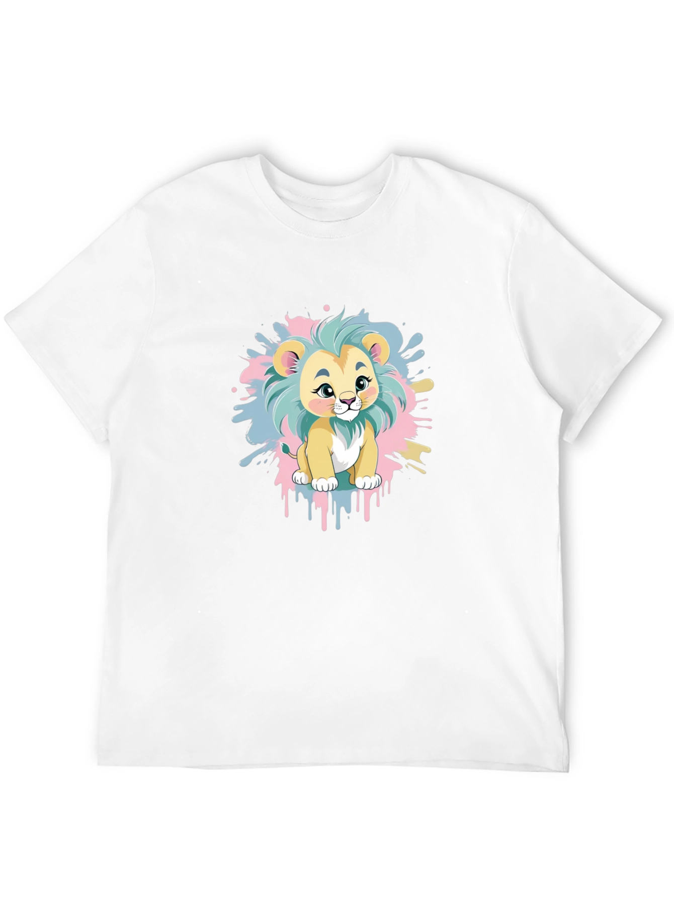 Black Cute Cartoon Lion Graphic Tee - Black Cotton Blend view 12