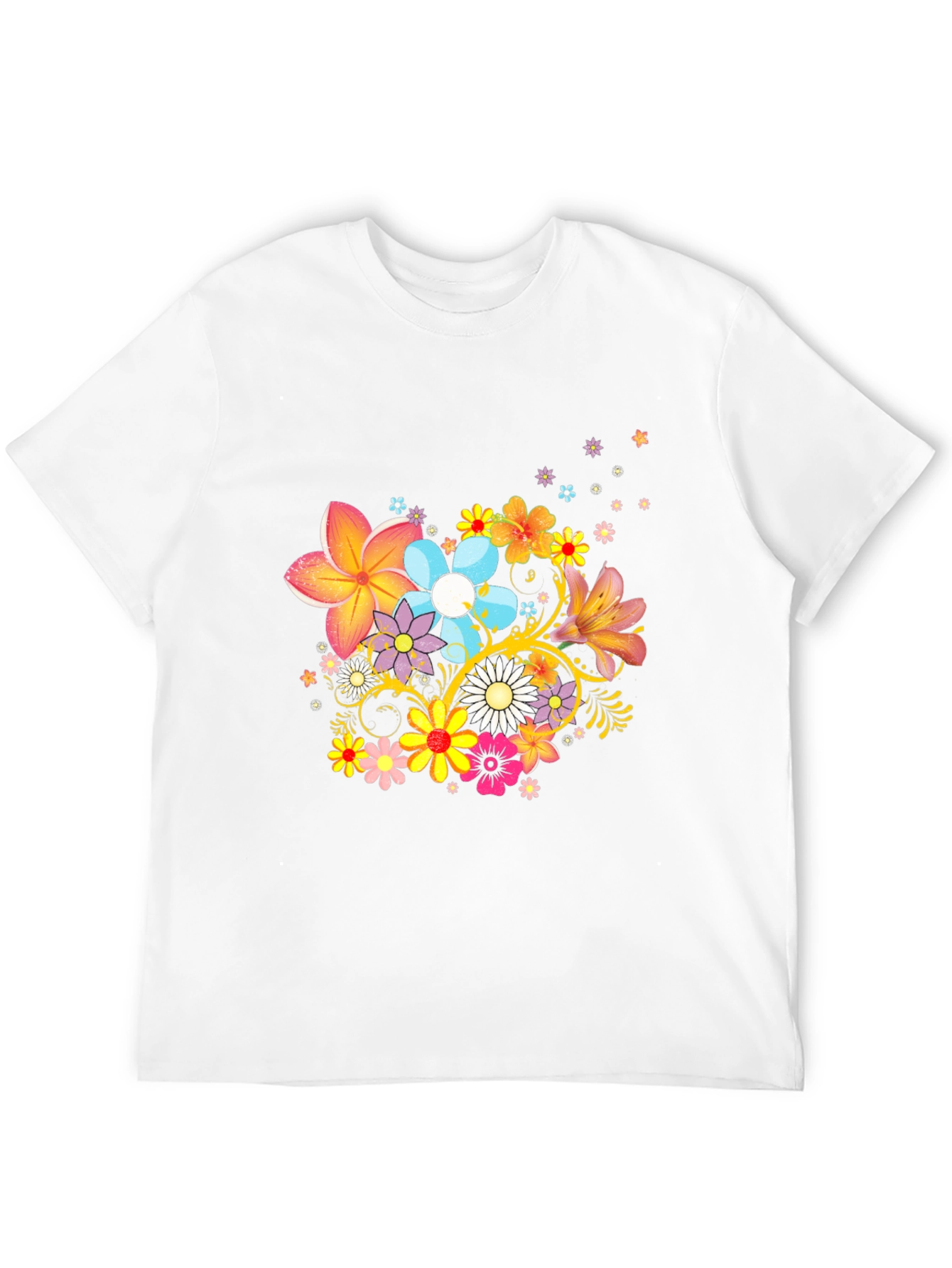 Black Floral Print Black T-Shirt view 12