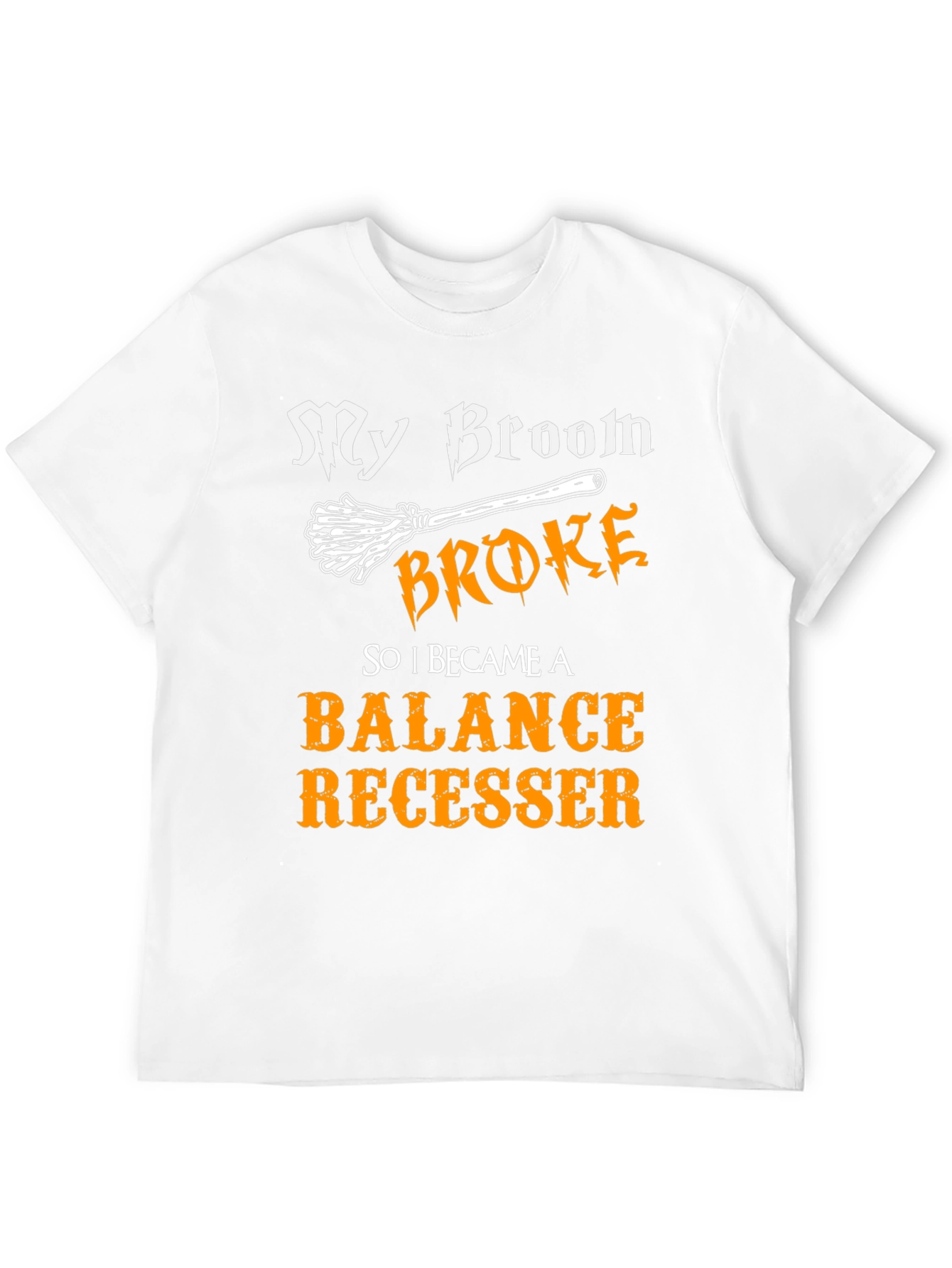 Black Funny Balance Recesser T-Shirt - My Broom Broke Halloween Tee view 12