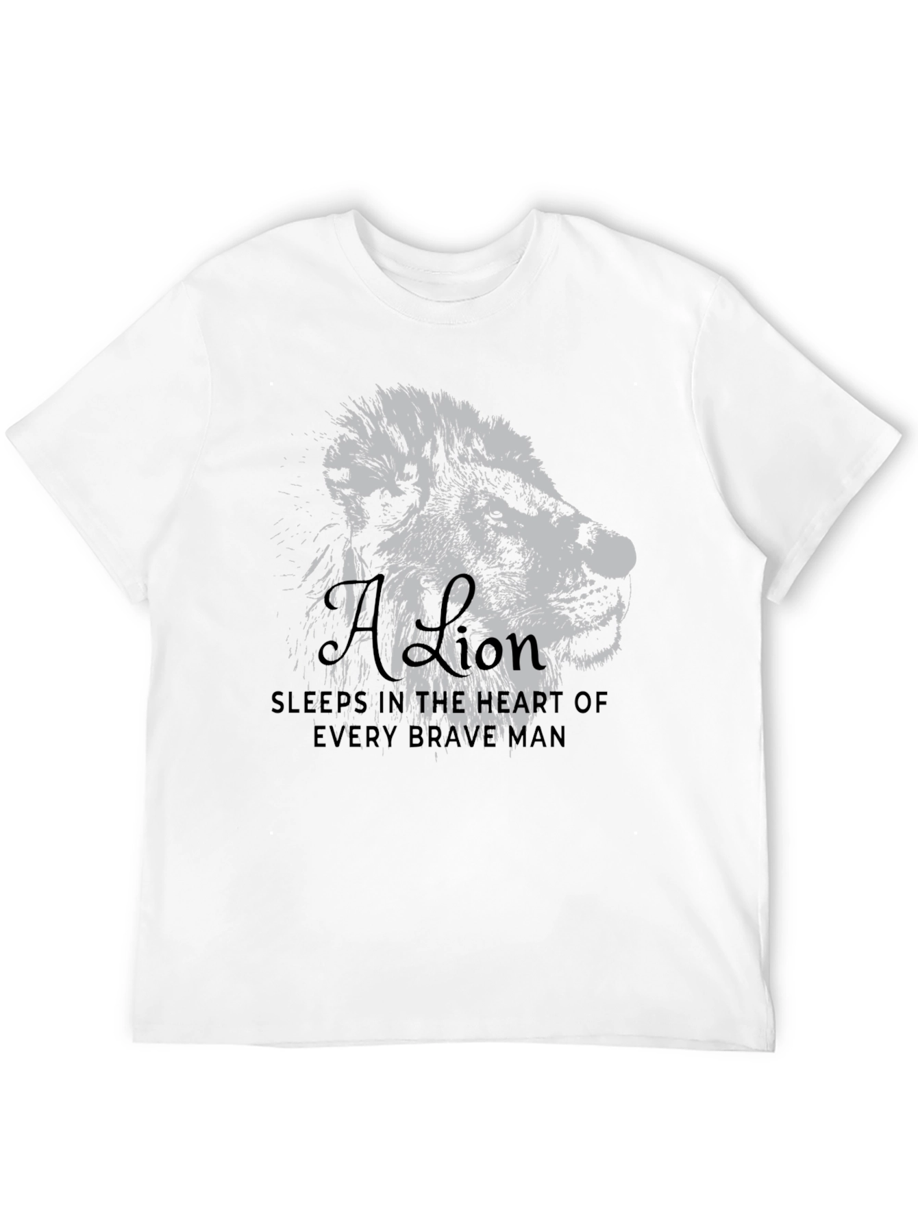 Black Lion Heart Graphic Print Men's T-Shirt view 12