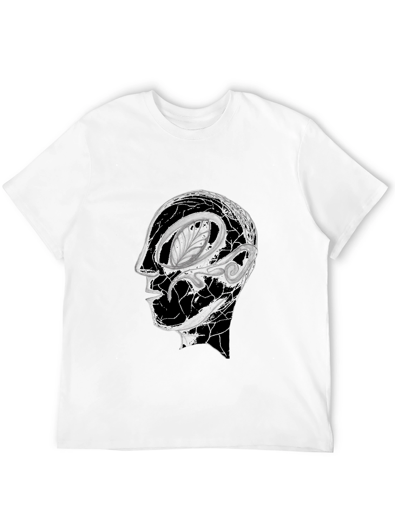 Black Abstract Head Graphic Black Tee view 12